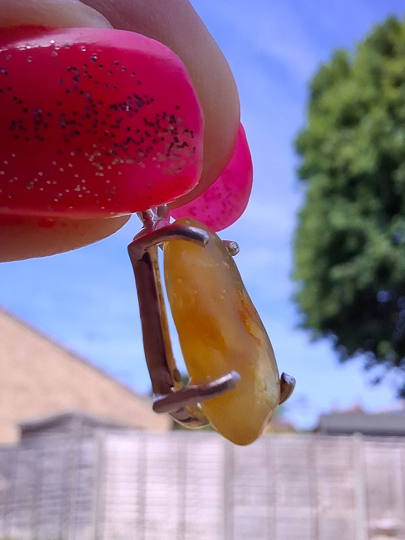 Baltic Amber Pendant, 925 Silver, Fossil (Ref: AP23)