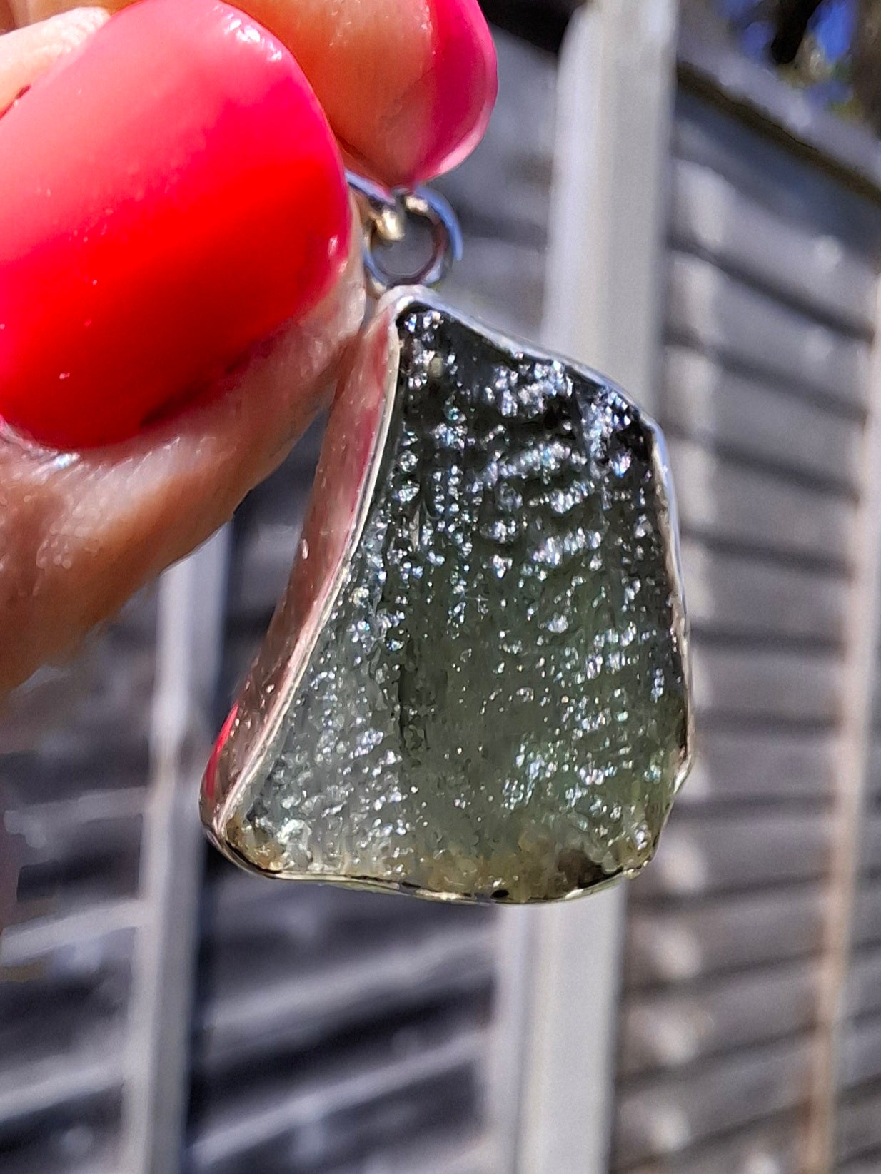 Moldavite Pendant, 925 Silver, Tektite (Ref: P432)