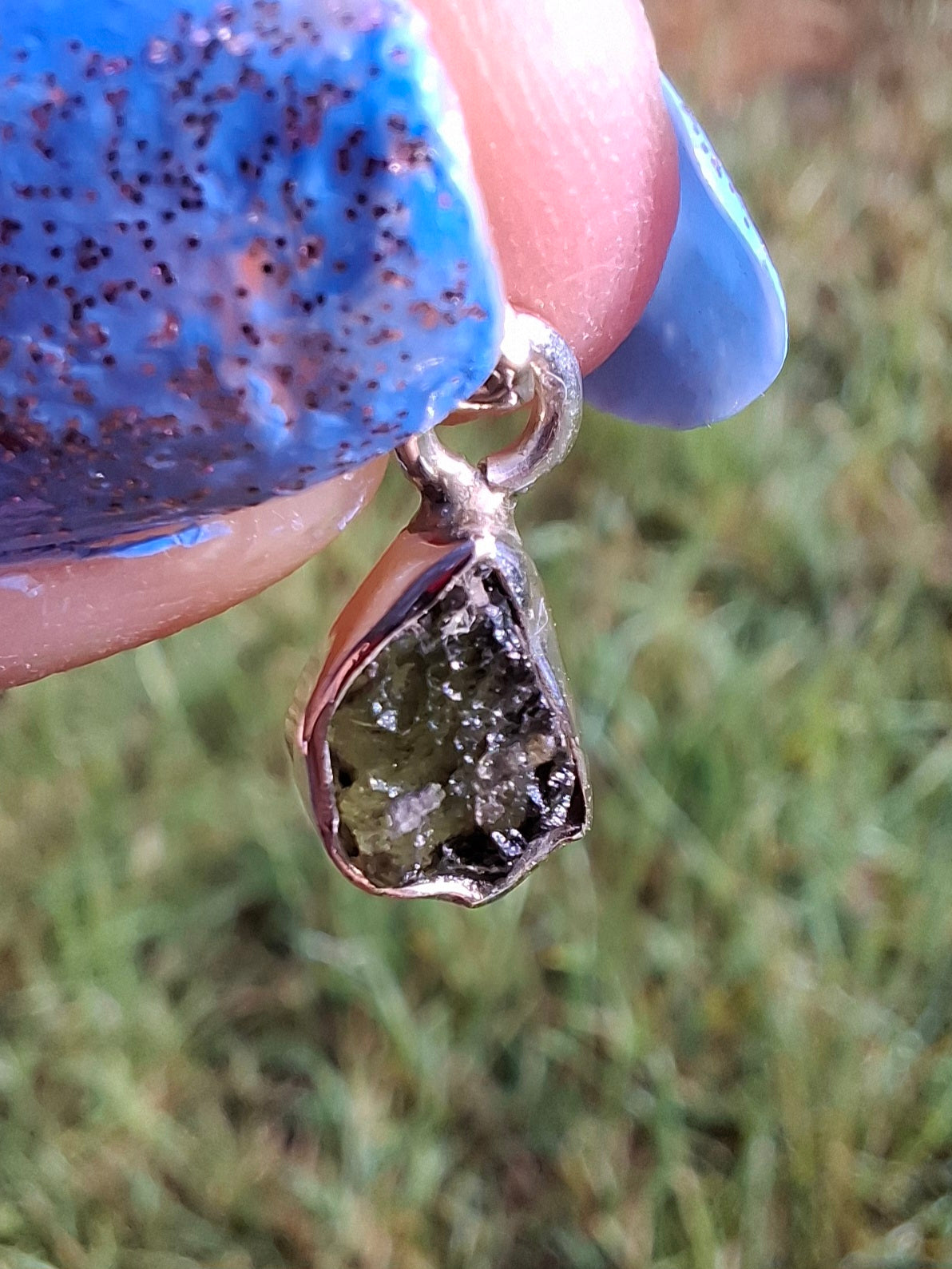 Moldavite Pendant, 925 Silver, Tektite (Ref: P62)