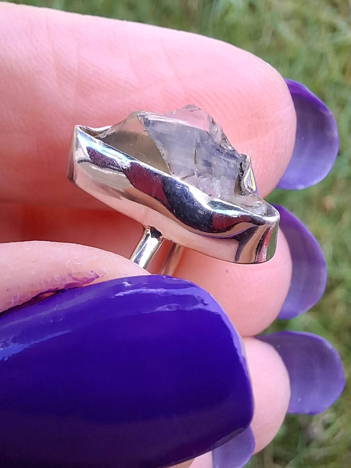 Libyan Desert Glass Ring, size large G, 925 Silver, Tektite (Ref: LR4)