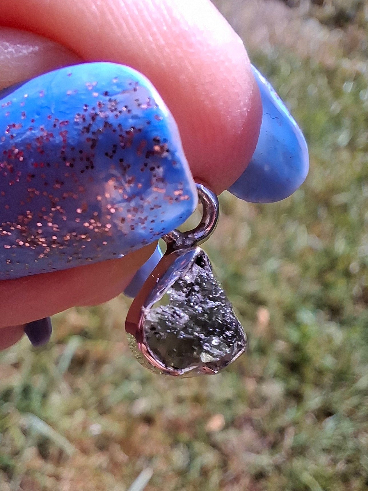 Moldavite Pendant, 925 Silver, Tektite (Ref: P85)