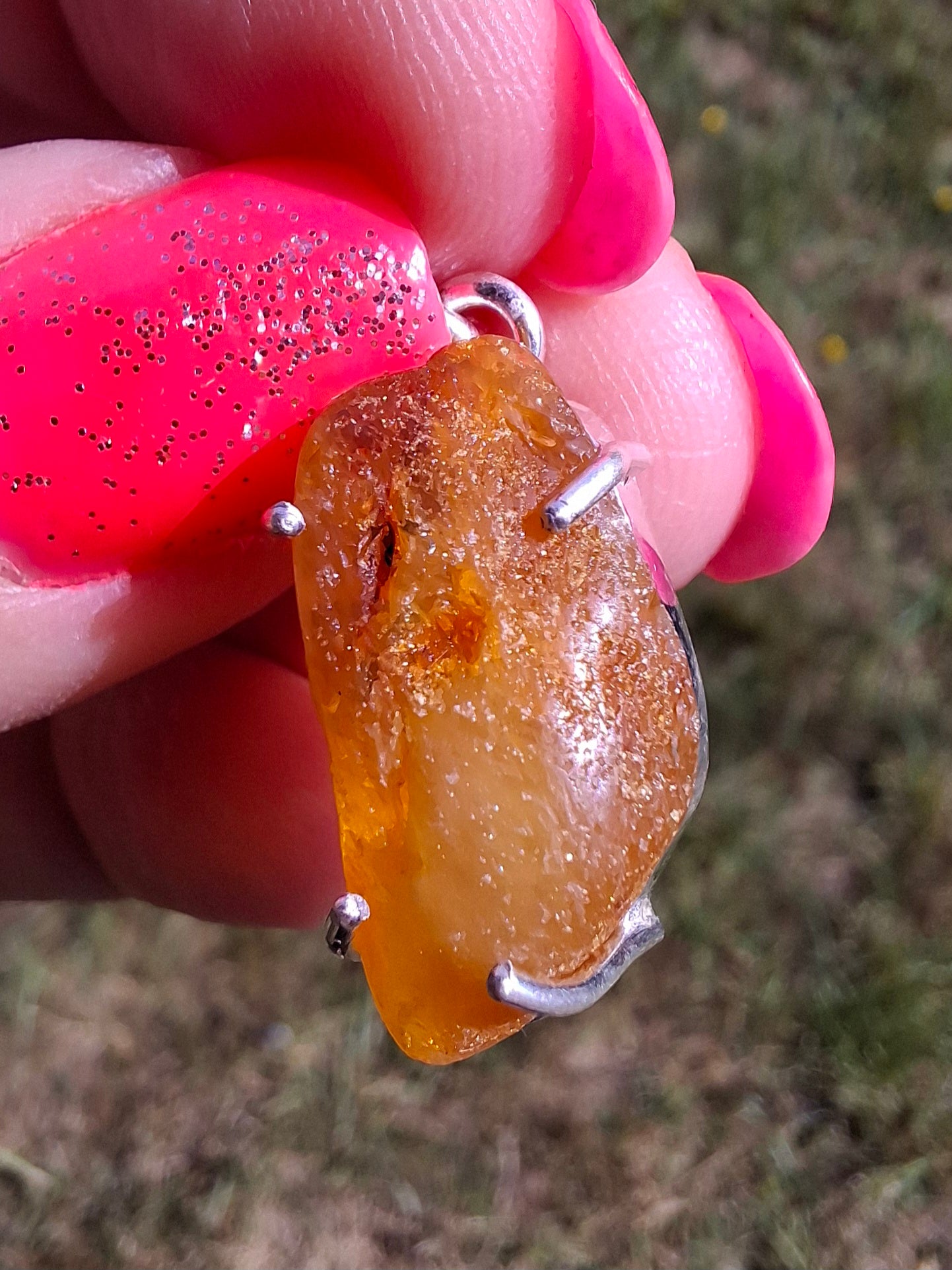 Baltic Amber Pendant, 925 Silver, Fossil (Ref: AP4)