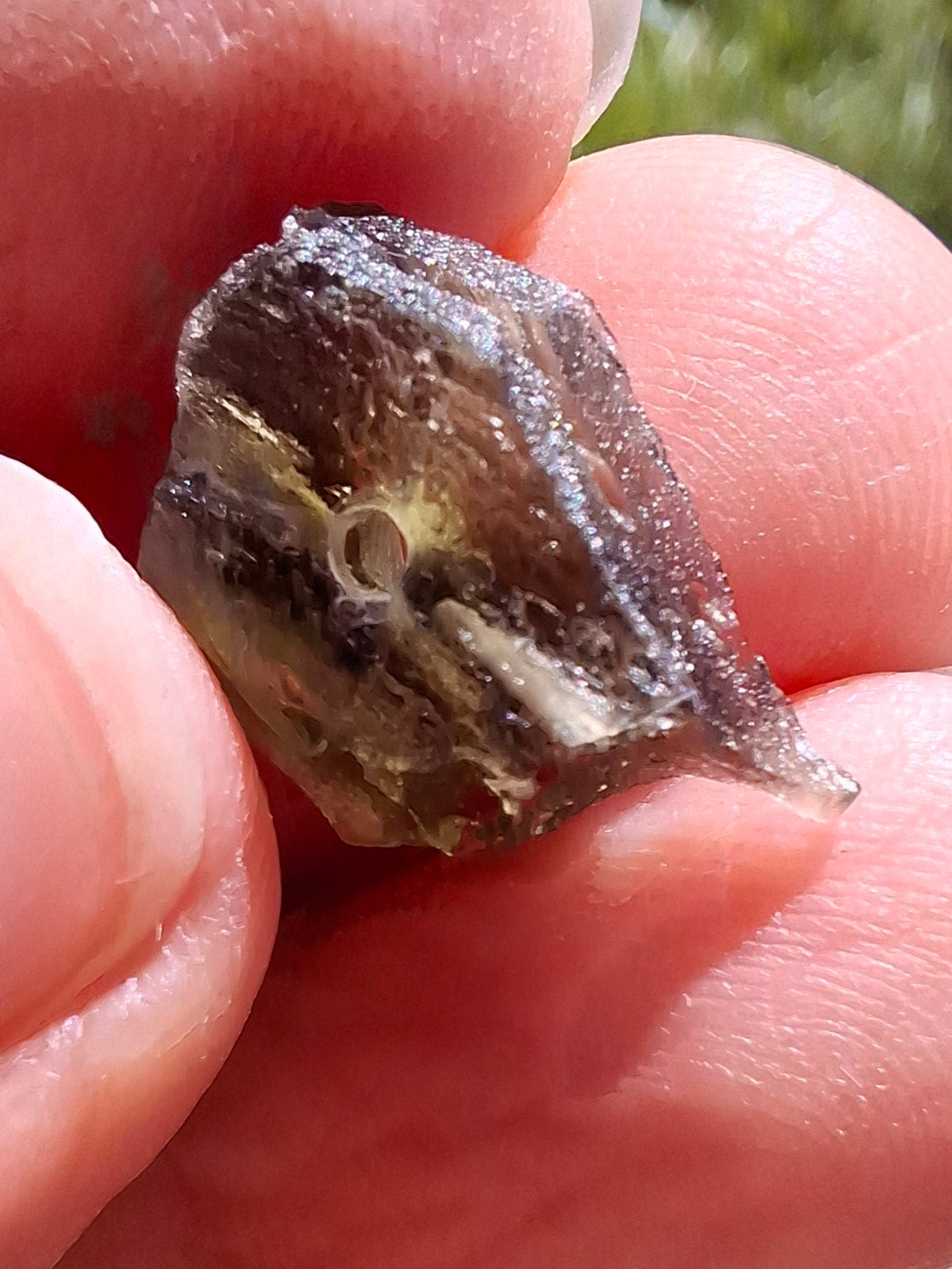 DRILLED, Moldavite Piece, 1.07g, Tektite (Ref: D15)