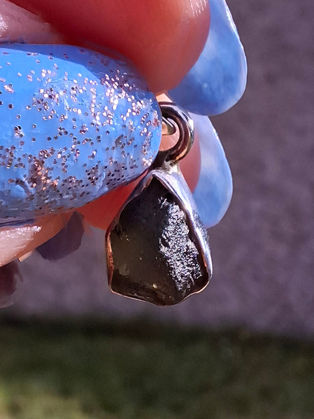 Moldavite Pendant, 925 Silver, Tektite (Ref: P59)