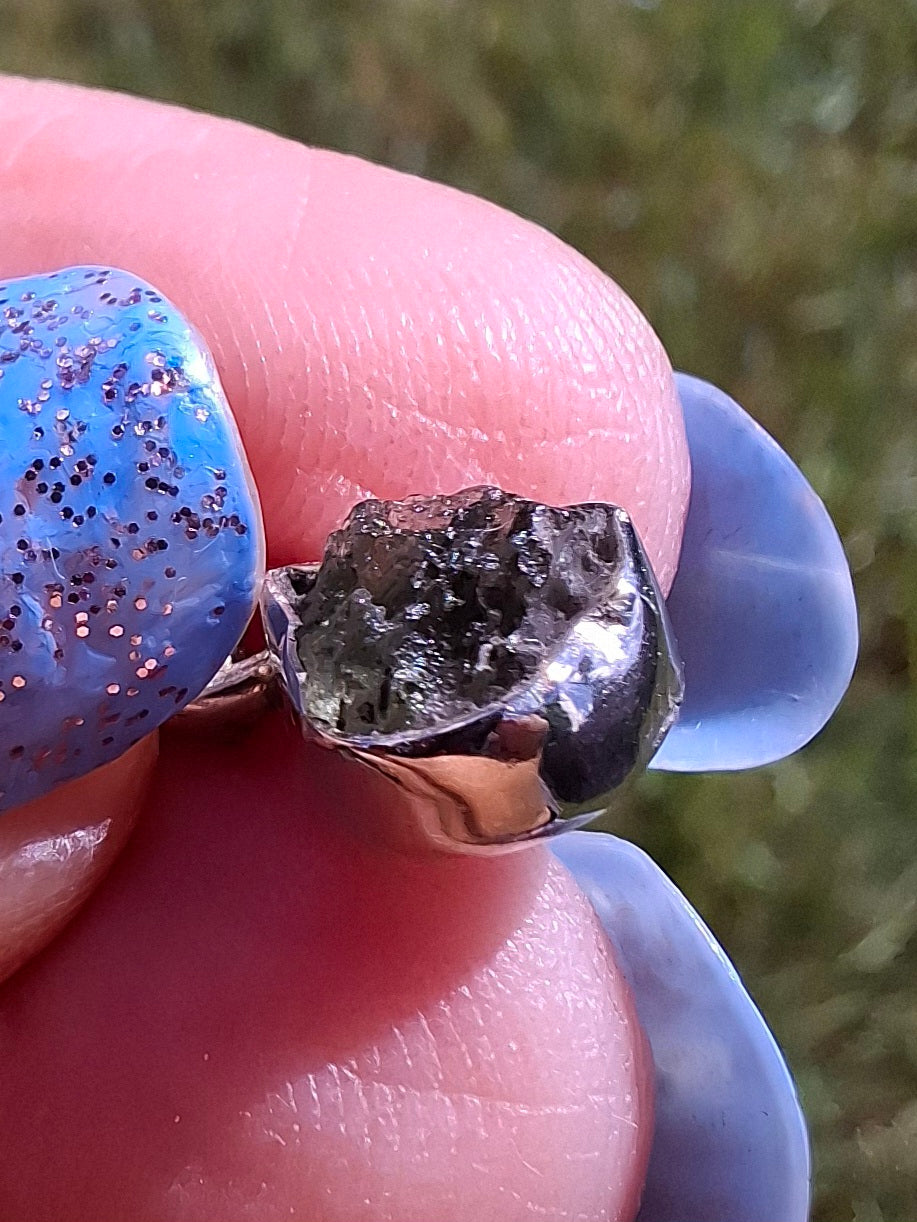 Moldavite Pendant, 925 Silver, Tektite (Ref: P85)
