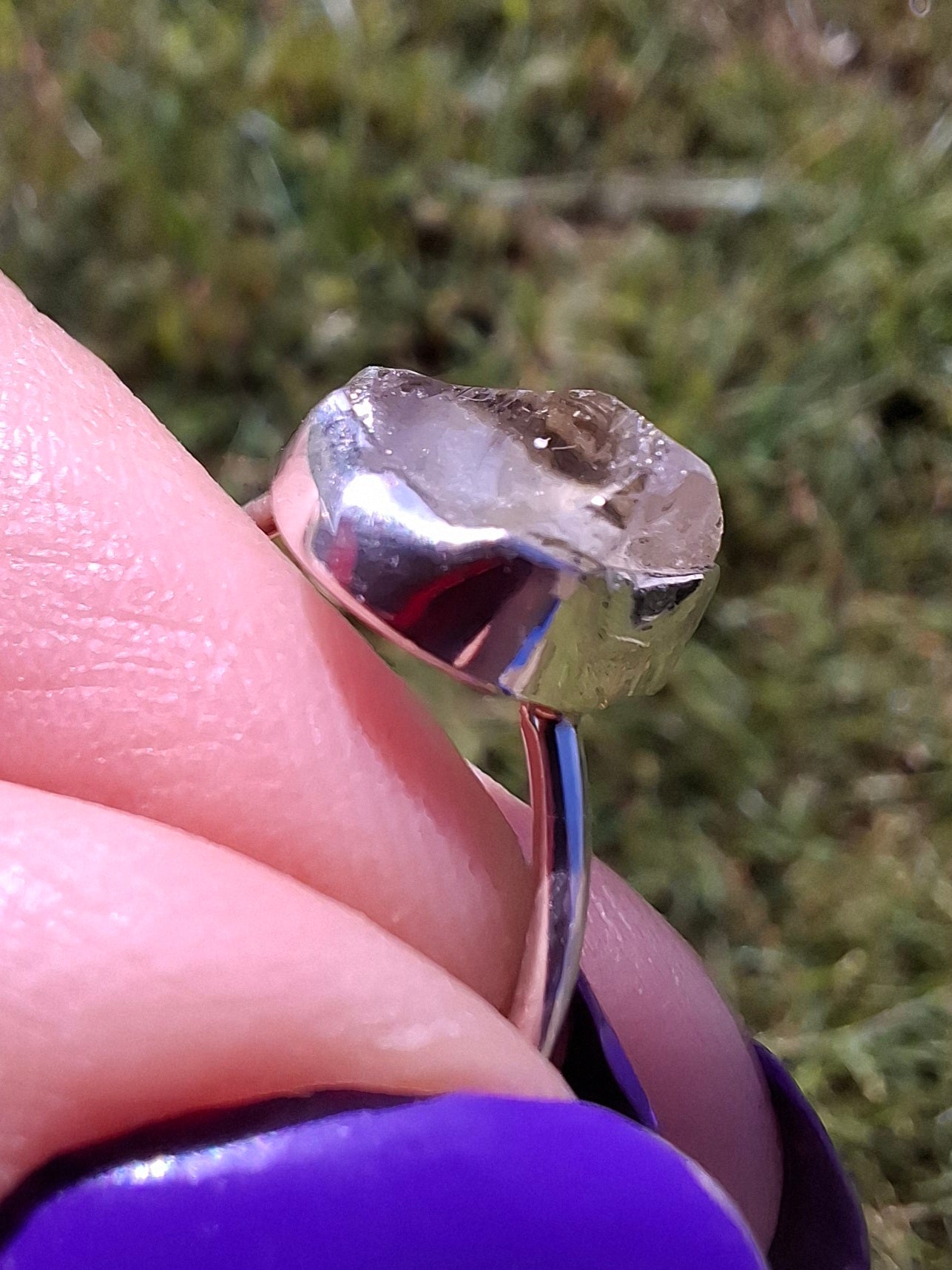 Libyan Desert Glass Ring, size small R, 925 Silver, Tektite (Ref: LR38)