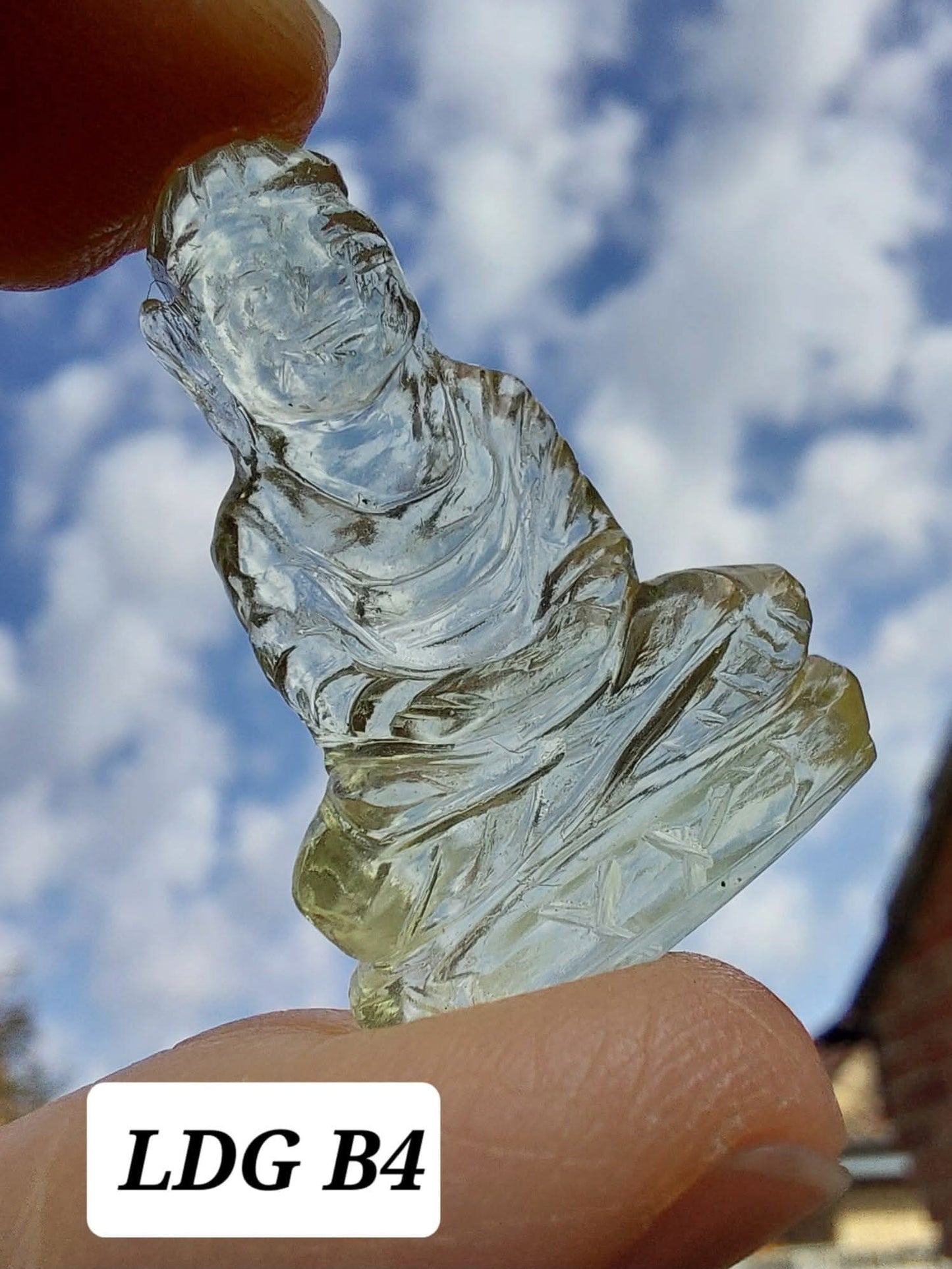 Libyan desert glass BUDDHA Carving, 4.81g, Tektite (LDG B4)