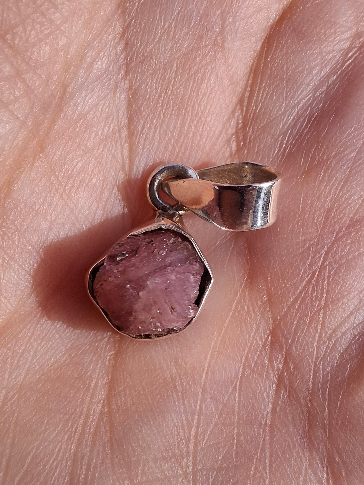 Pink Tourmaline Pendant, 925 Silver, Crystal (Ref: PT89)