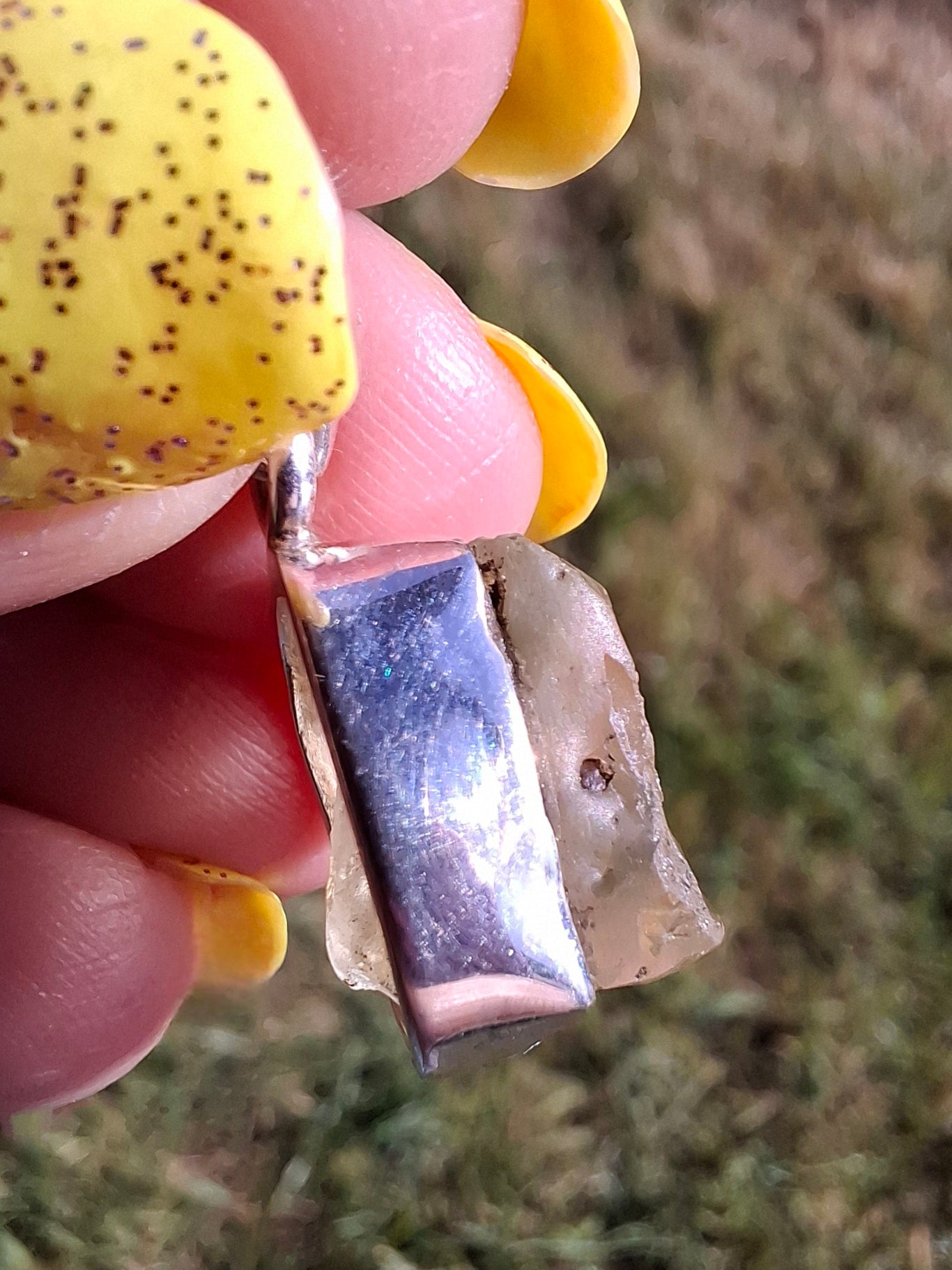 Libyan Desert Glass Pendant, 925 Silver, Tektite (Ref: LP107)