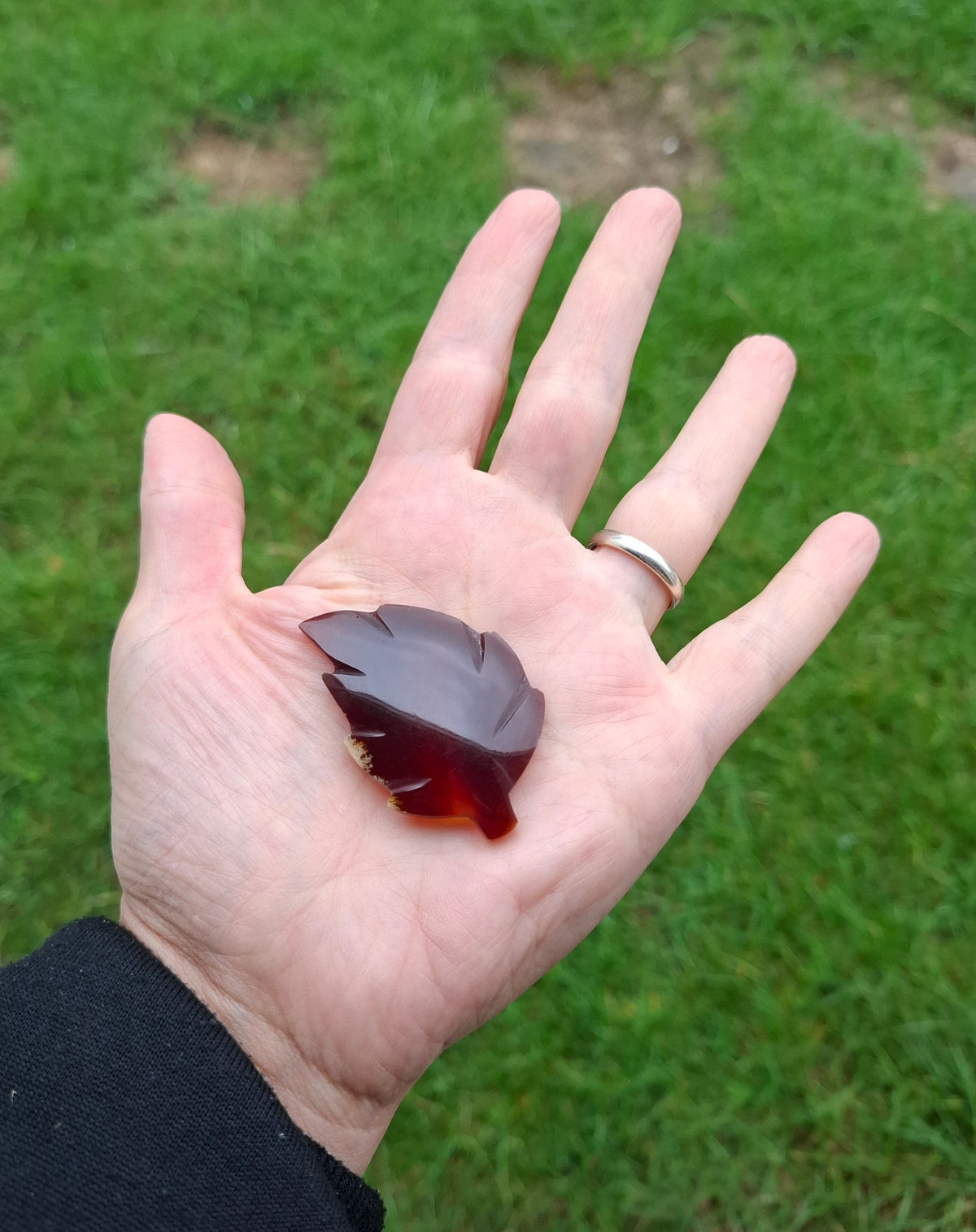Red Amber Leaf Carving, 7.03g, Fossil (Ref: Leaf11)