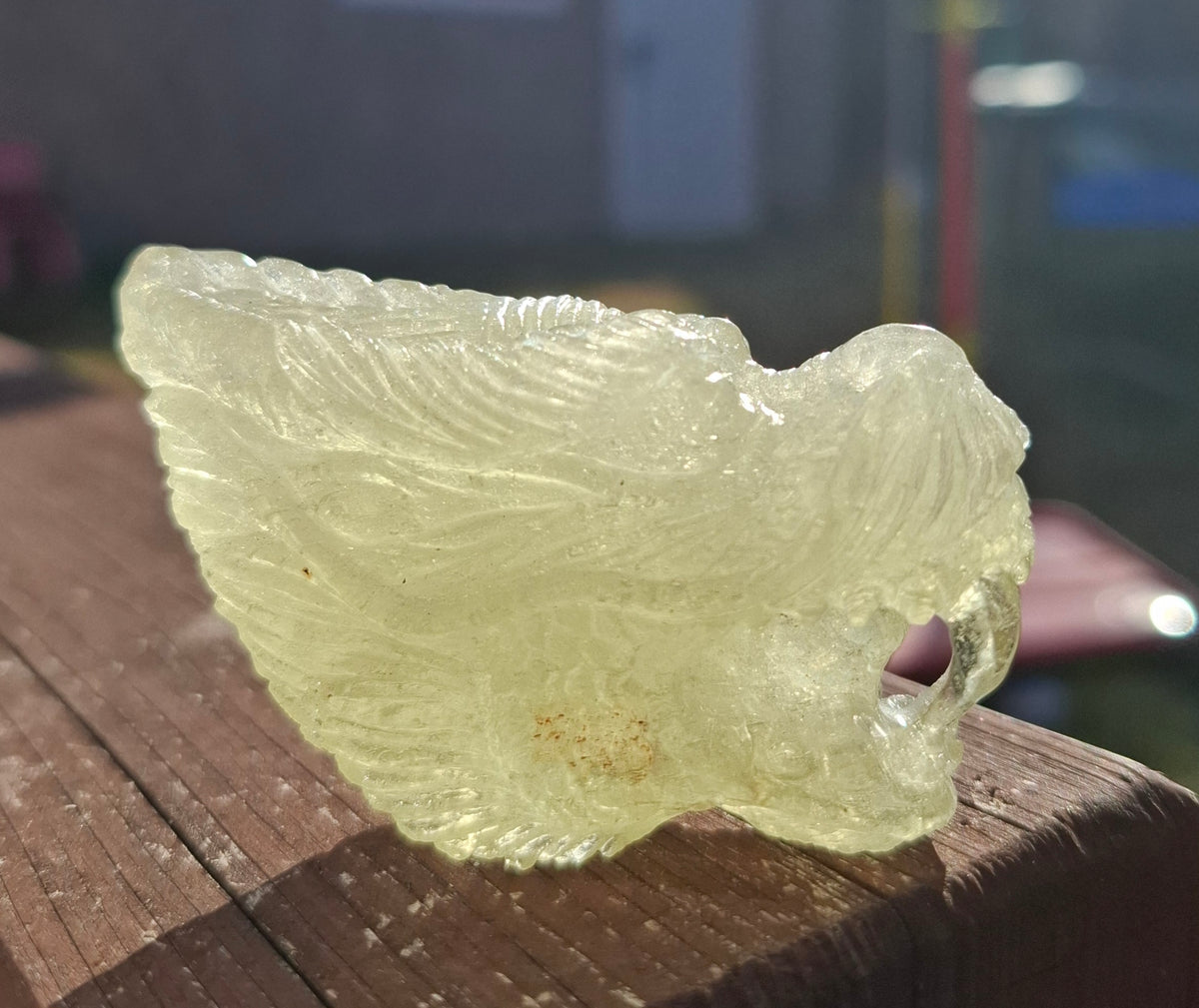 Libyan Desert Glass DRAGON HEAD Carving, 75.84g, Tektite (Ref: Dragon1)