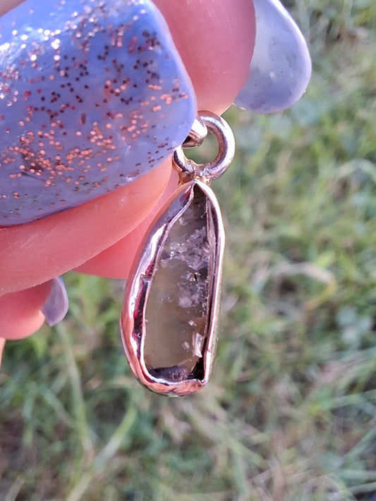 Moldavite Pendant, 925 Silver, Tektite (Ref: P95)