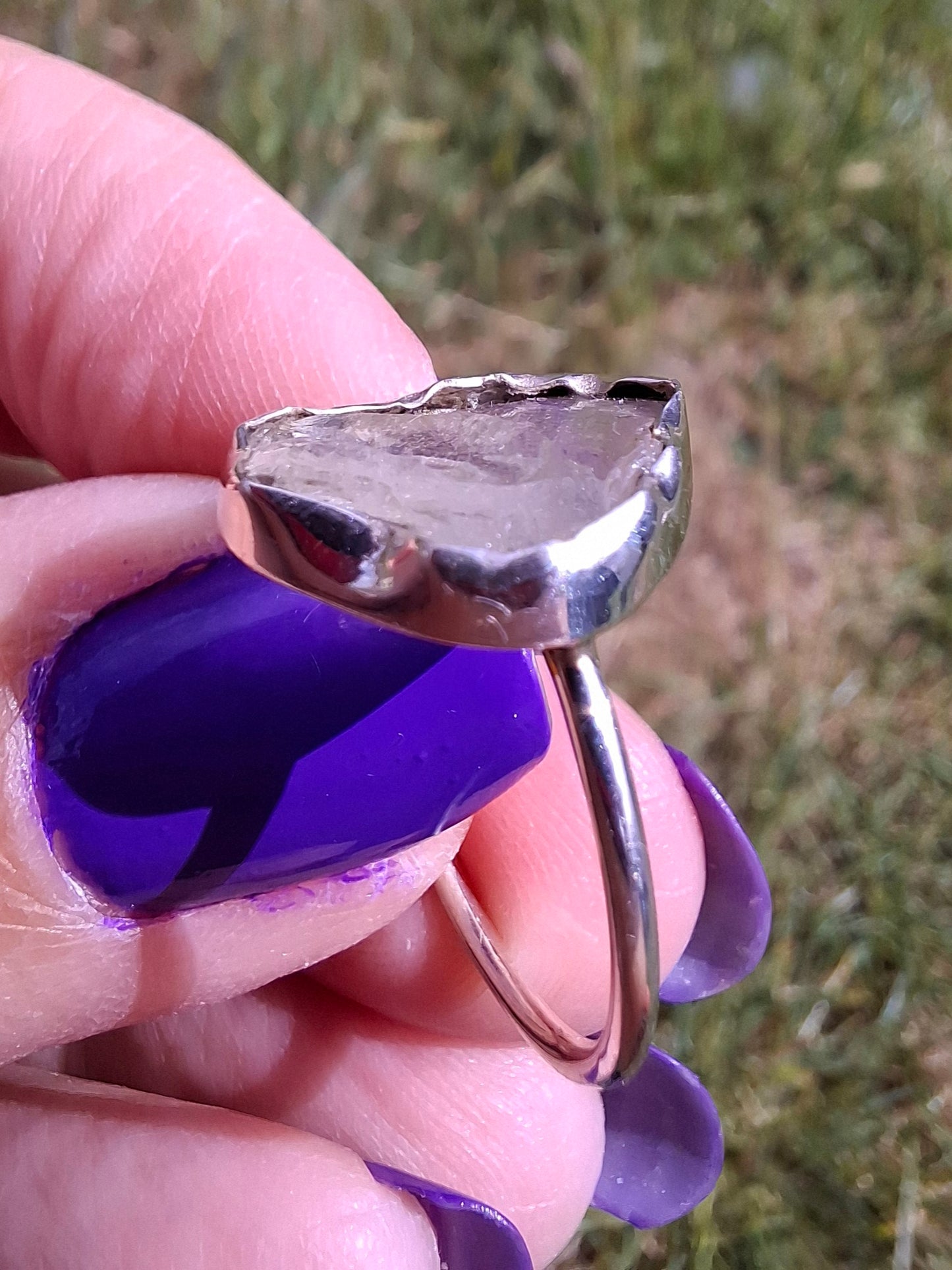 Libyan Desert Glass Ring, size large P, 925 Silver, Tektite (Ref: LR32)
