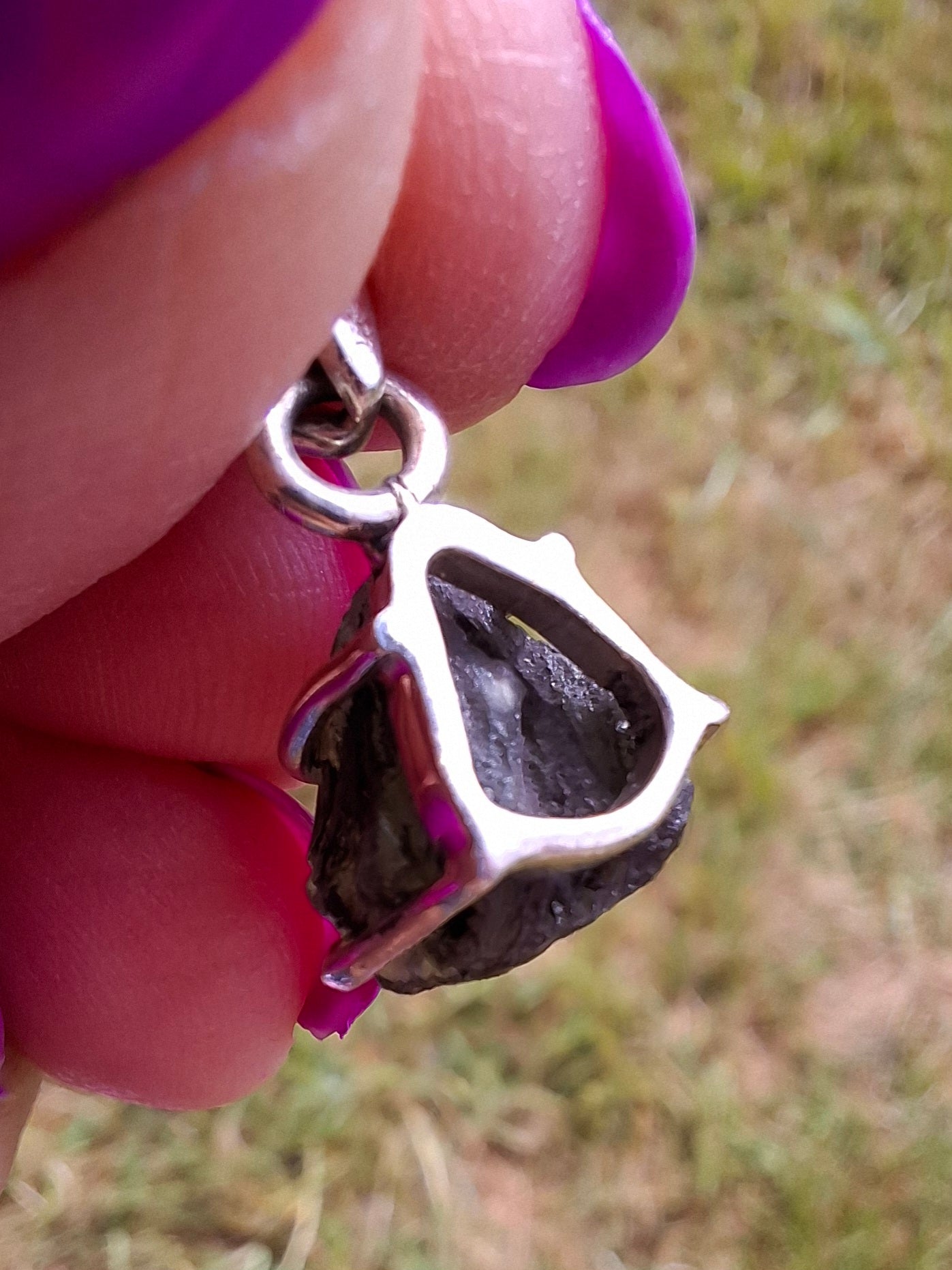 Moldavite Claw Pendant, 925 Silver, Tektite (Ref: P22)