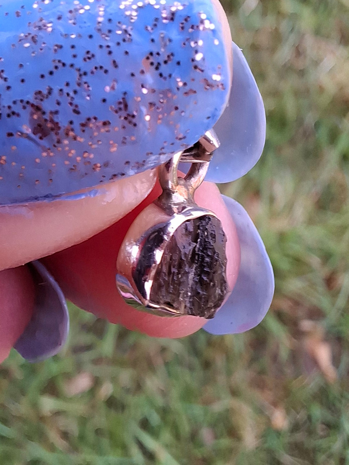 Moldavite Pendant, 925 Silver, Tektite (Ref: P50)