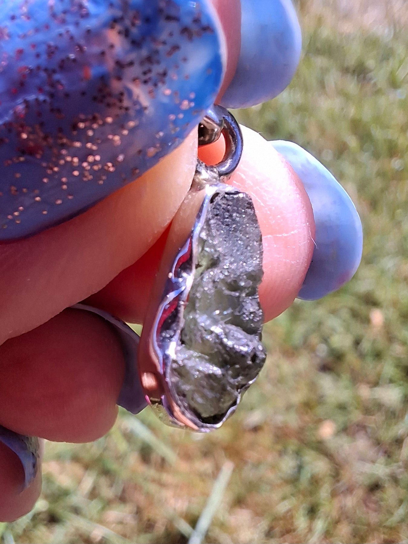 Moldavite Pendant, 925 Silver, Tektite (Ref: P73)