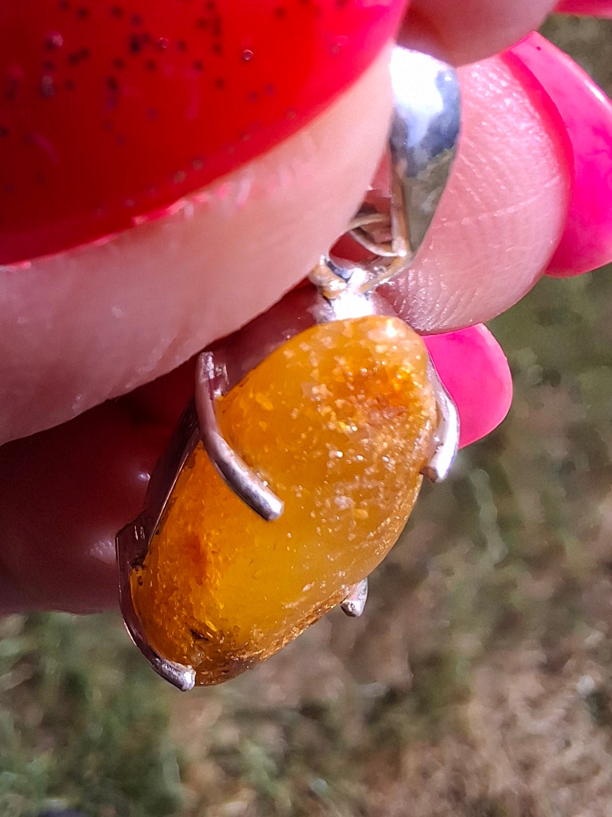 Baltic Amber Pendant, 925 Silver, Fossil (Ref: AP8)