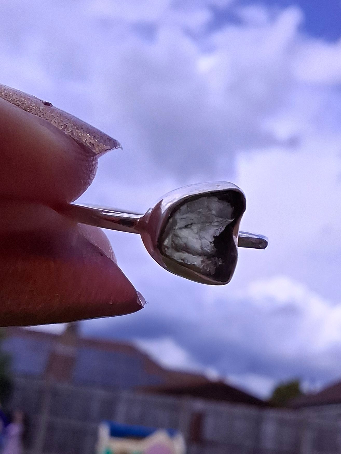 Moldavite Ring, Size small L, 925 Silver, Tektite (Ref: R34)
