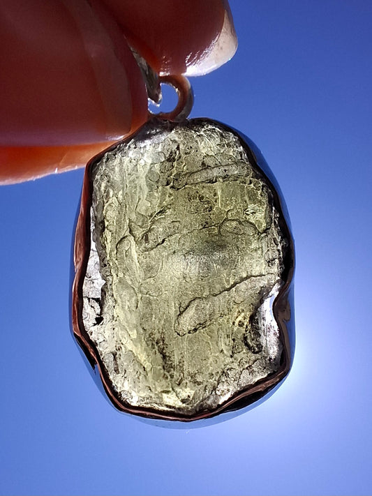 Moldavite Pendant, 925 Silver, Tektite (Ref: P433)