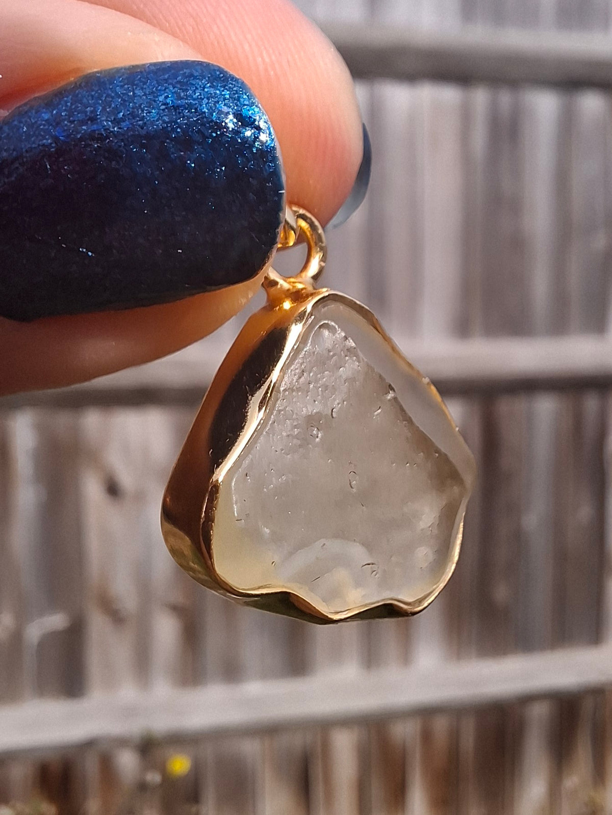 Libyan Desert Glass Pendant, 14K GOLD Plated, Tektite (Ref: LP125)