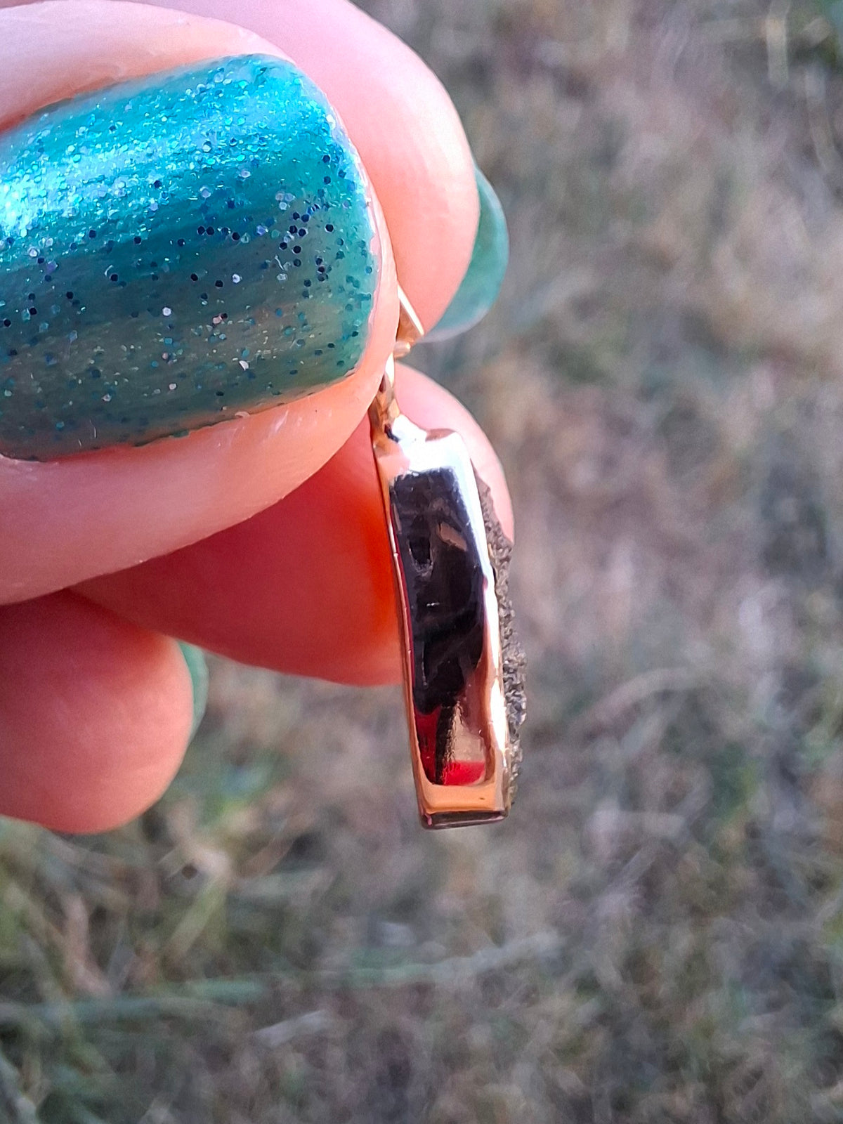 Moldavite Pendant, 14K GOLD Plated, Tektite (Ref: P450)