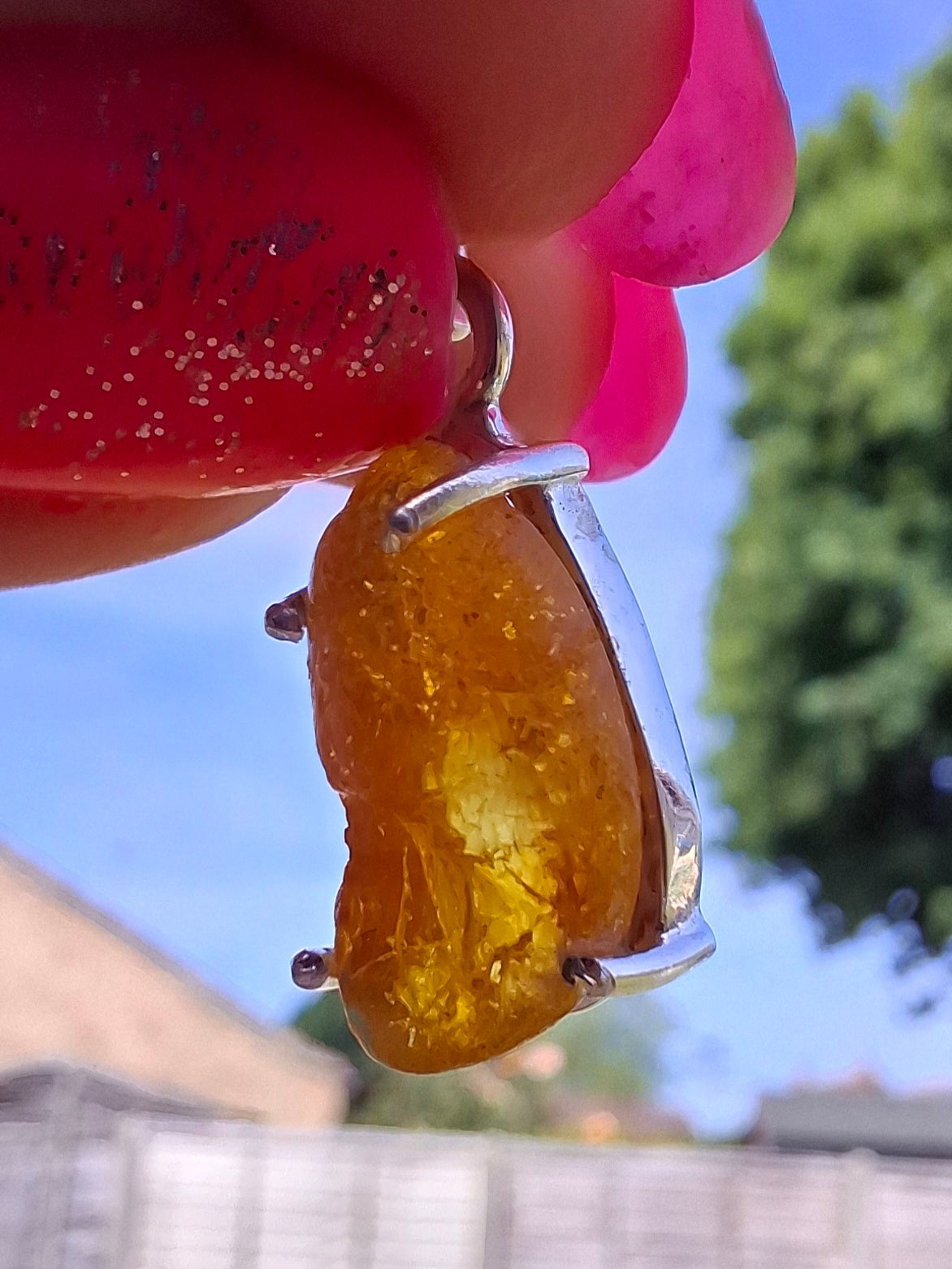 Baltic Amber Pendant, 925 Silver, Fossil (Ref: AP21)