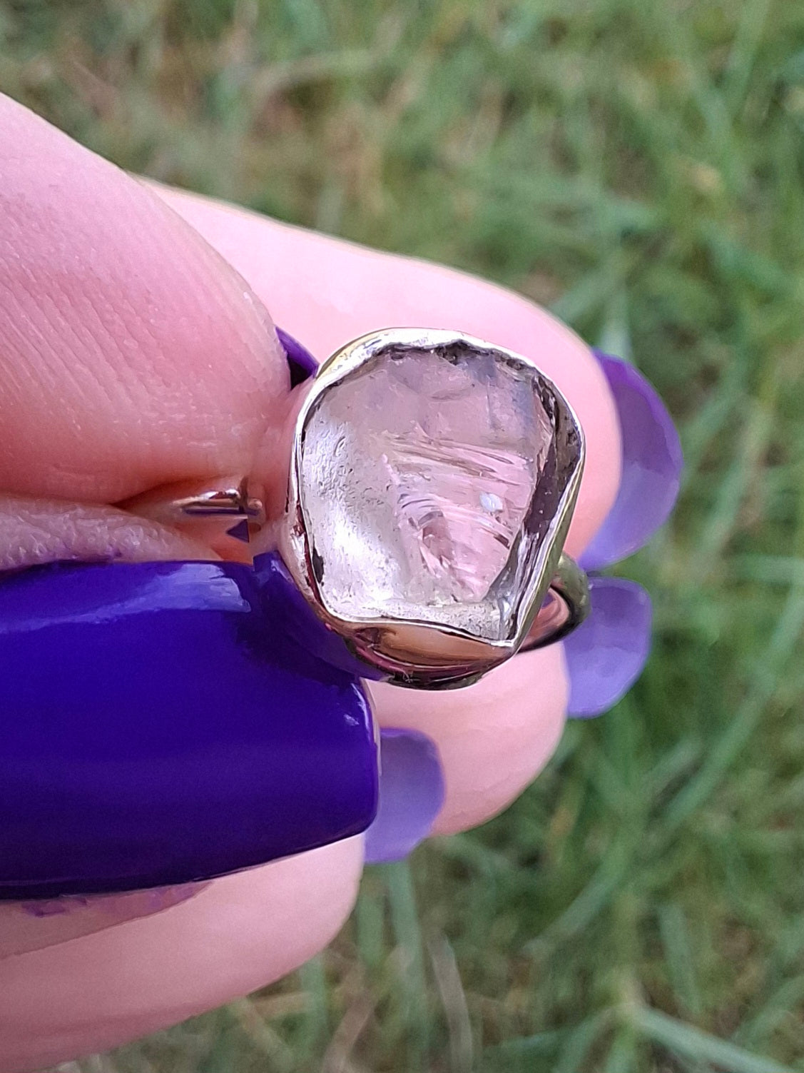 Libyan Desert Glass Ring, size large J, 925 Silver, Tektite (Ref: LR9)