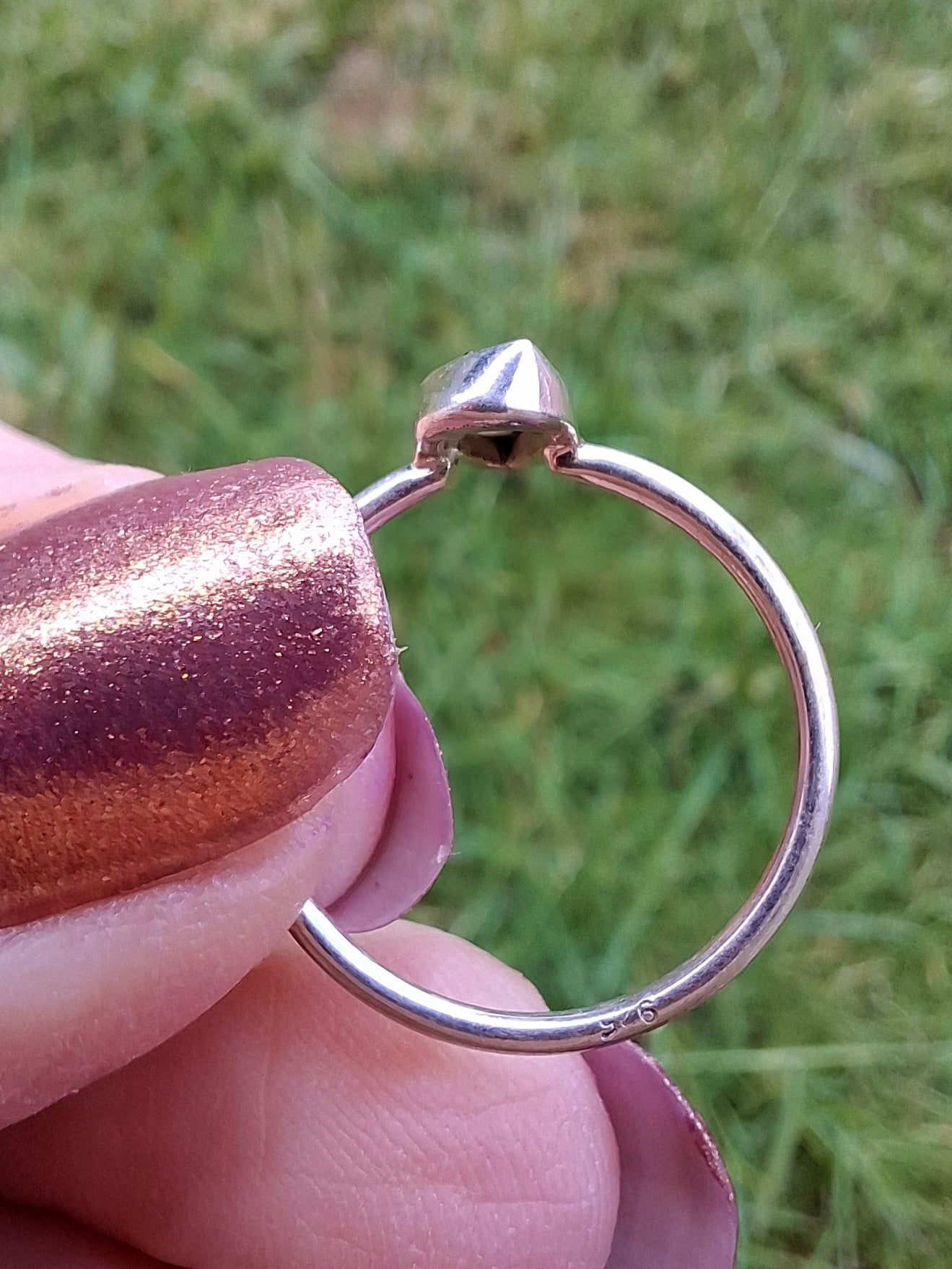 Moldavite Ring, size small L, 925 Silver, Tektite (Ref: R35)