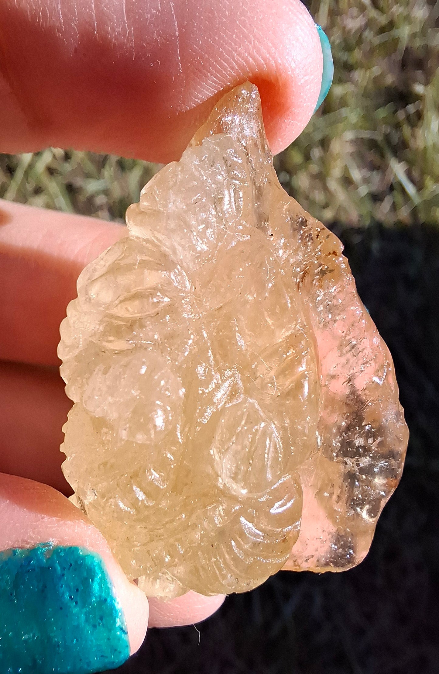 Libyan Desert Glass GANESHA carving, 18.39g, Tektite (Ref: Ganesha3)
