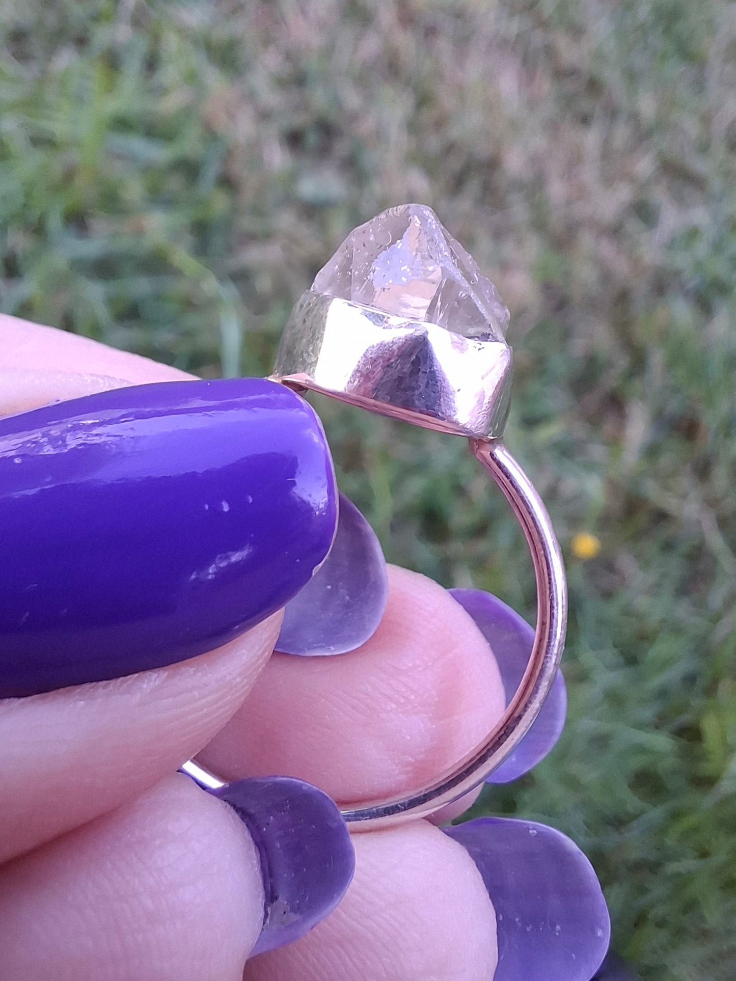 Libyan Desert Glass Ring, size small S, 925 Silver, Tektite (Ref: LR44)
