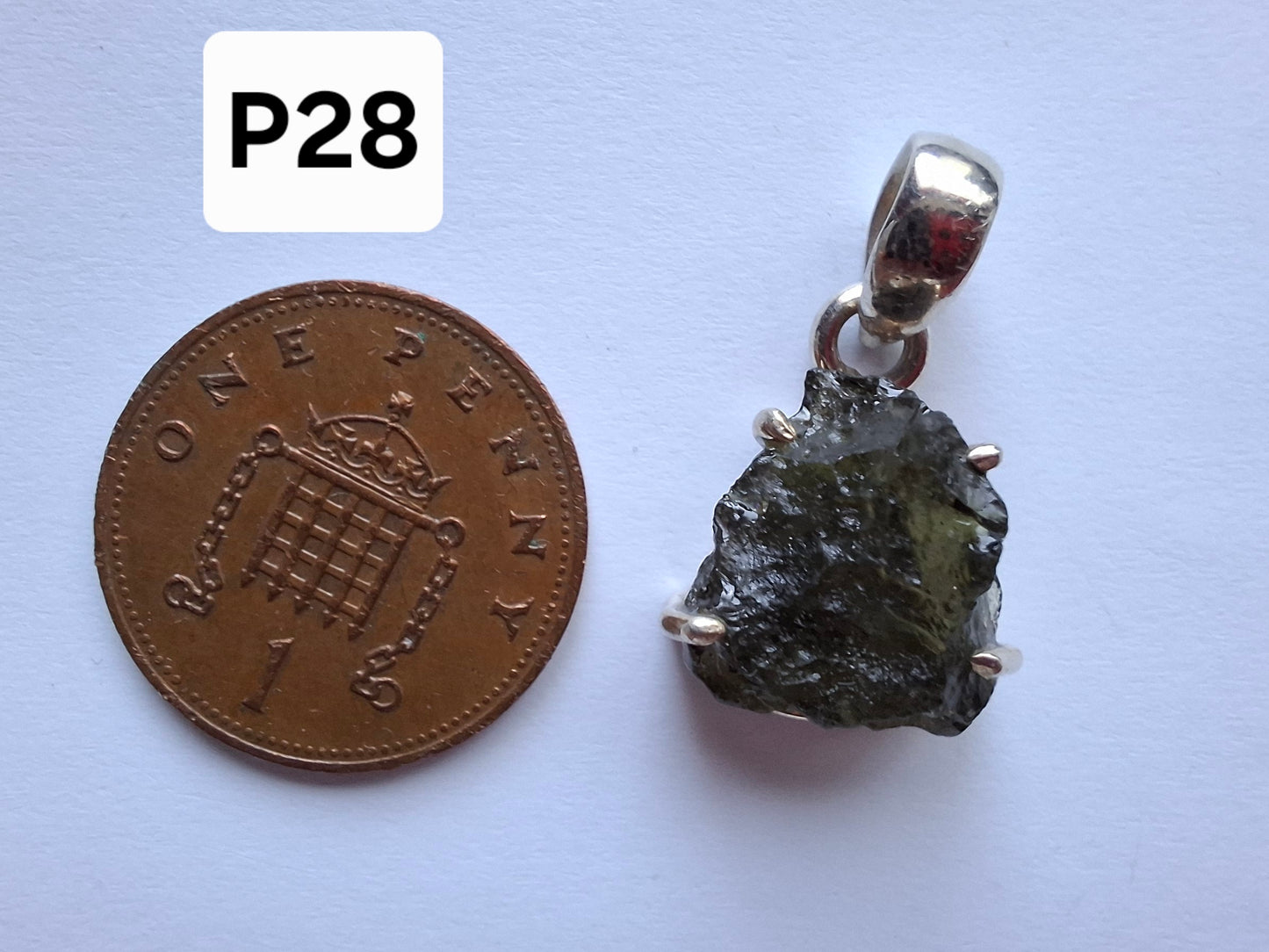 Moldavite Claw Pendant, 925 Silver, Tektite (Ref: P28)