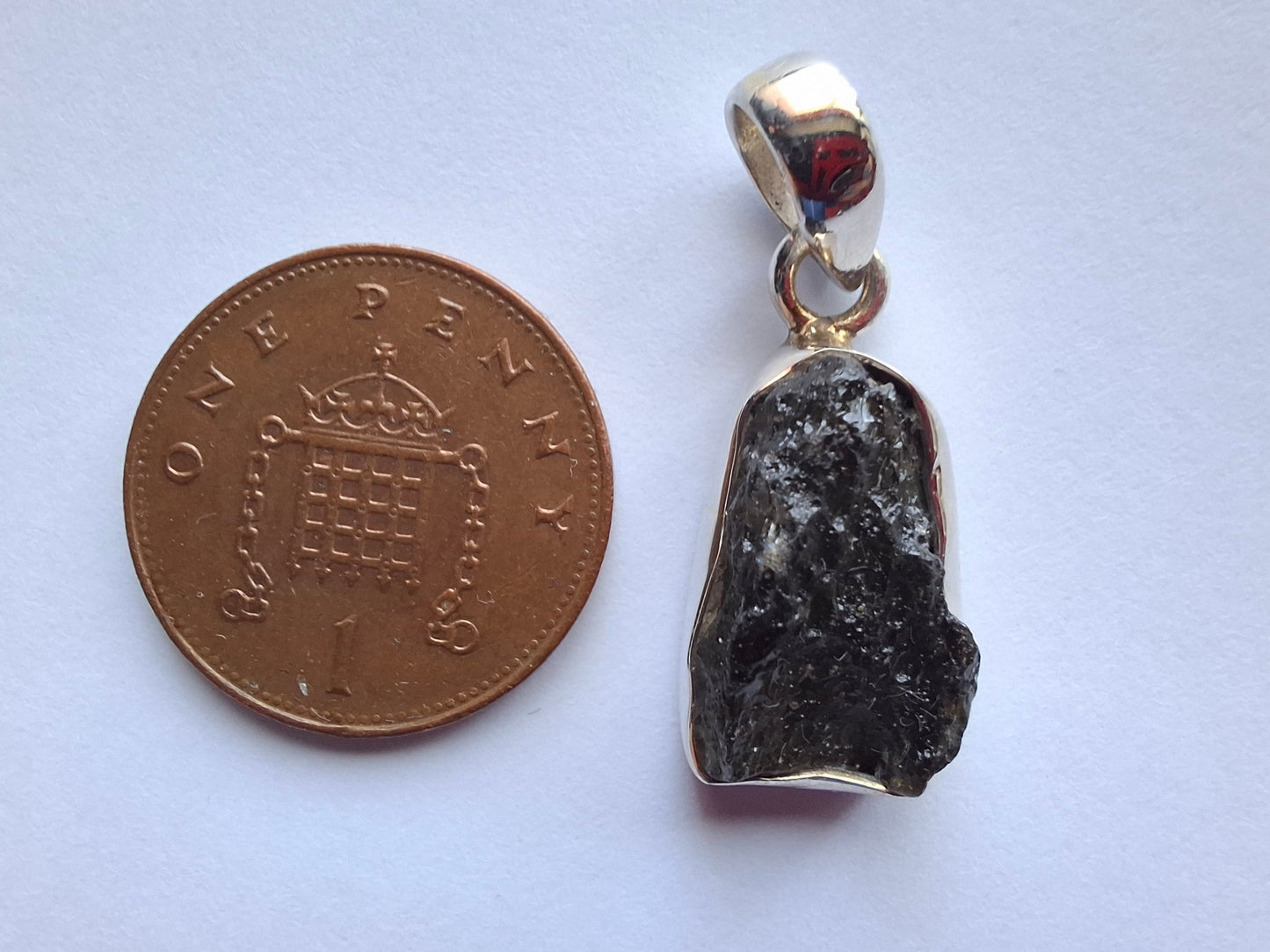 Moldavite Pendant, 925 Silver, Tektite (Ref: P15)