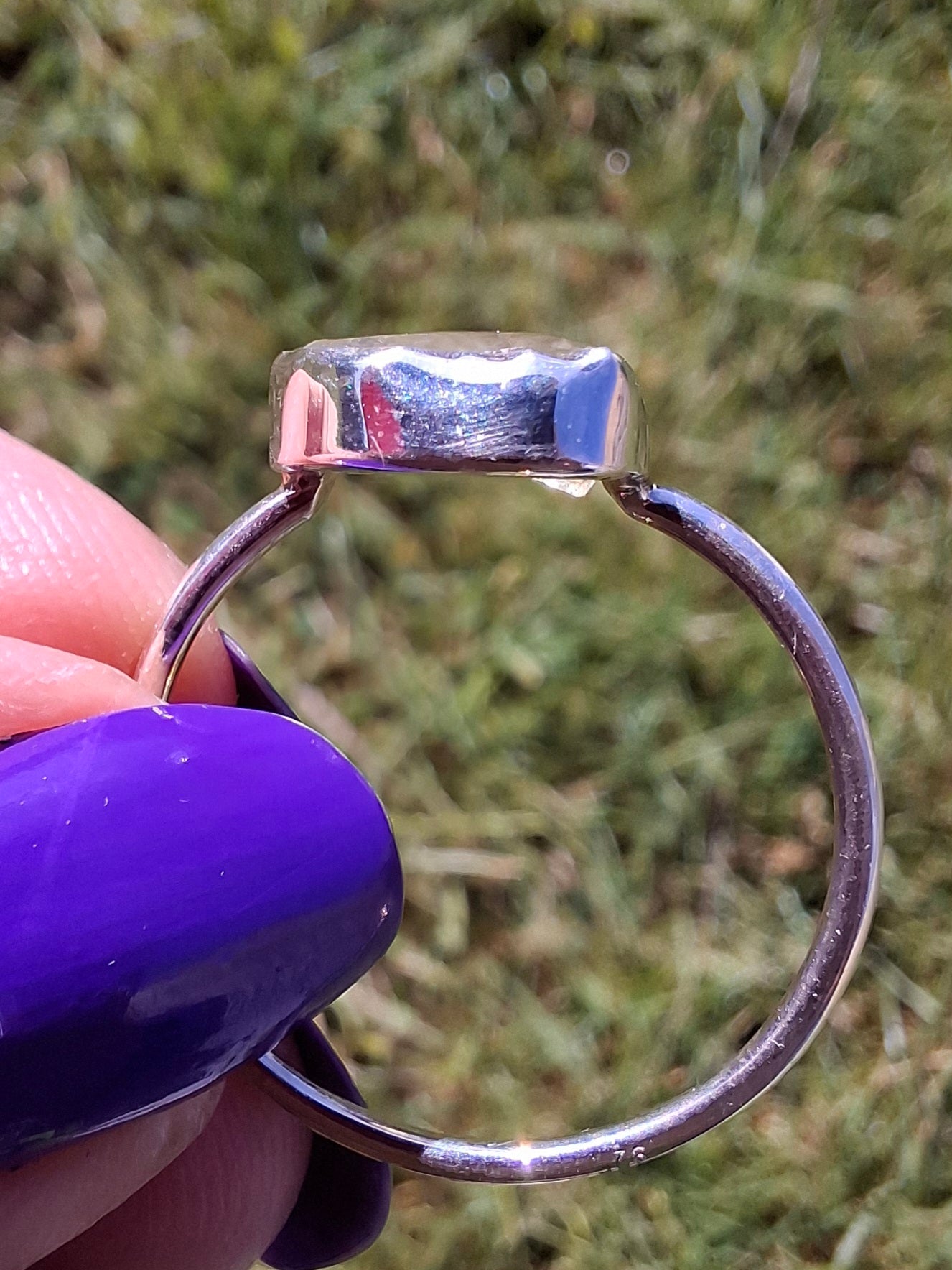Libyan Desert Glass Ring, size large V, 925 Silver, Tektite (Ref: LR60)