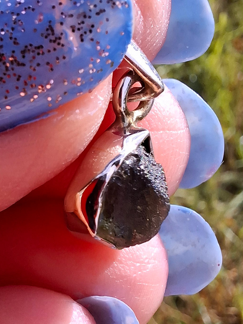 Moldavite Pendant, 925 Silver, Tektite (Ref: P59)