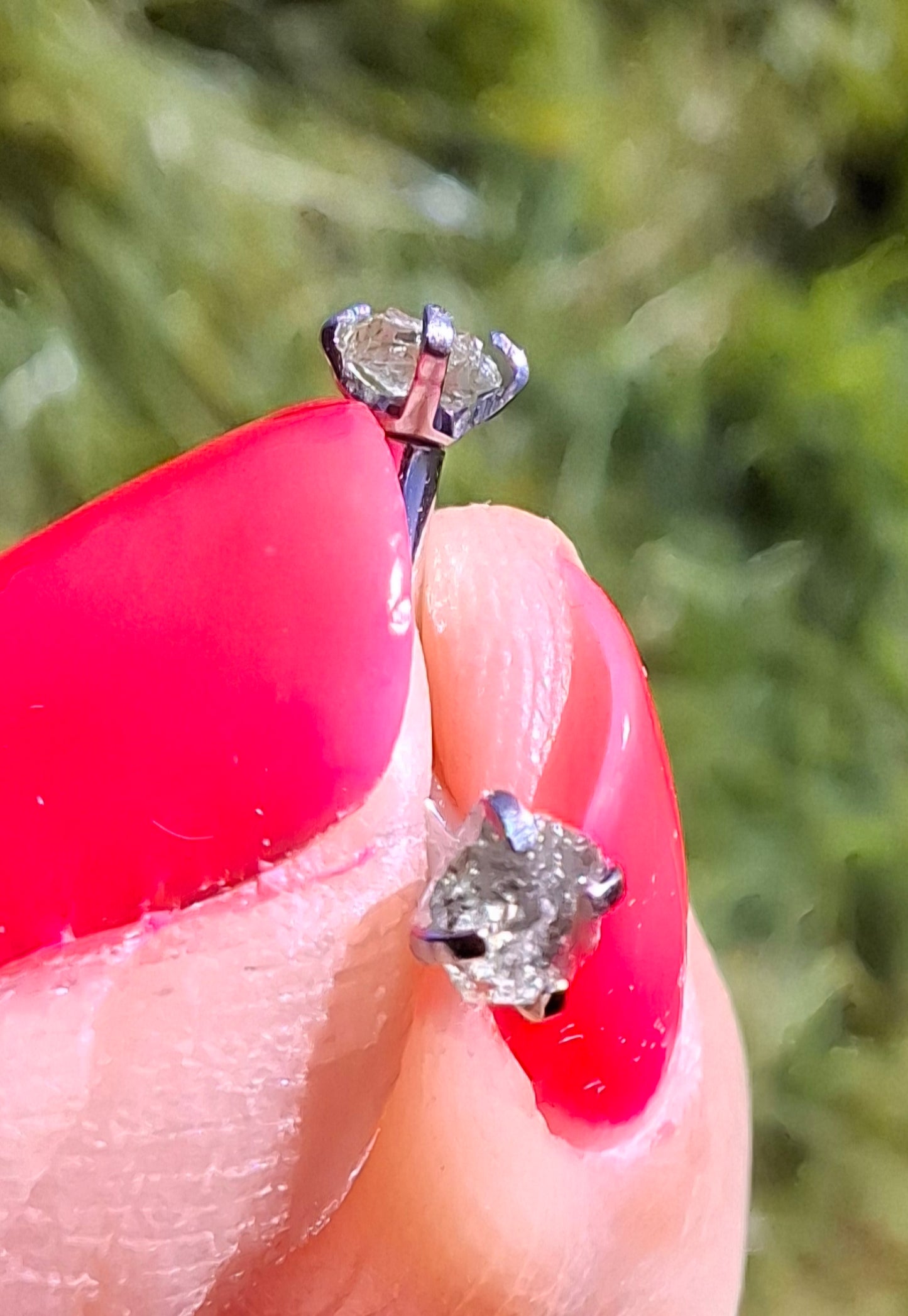 Moldavite (raw) CURVED BARBELL eyebrow body bar, 16G, Surgical steel, Tektite (Ref: CB1)