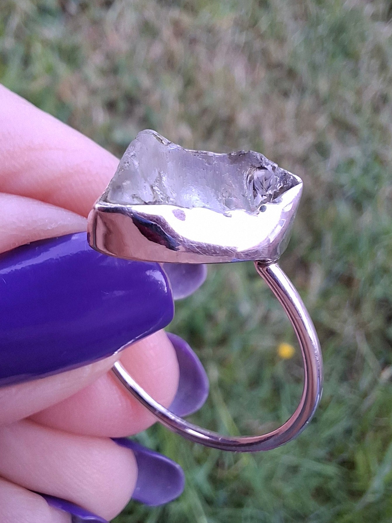 Libyan Desert Glass Ring, size U, 925 Silver, Tektite (Ref: LR52)