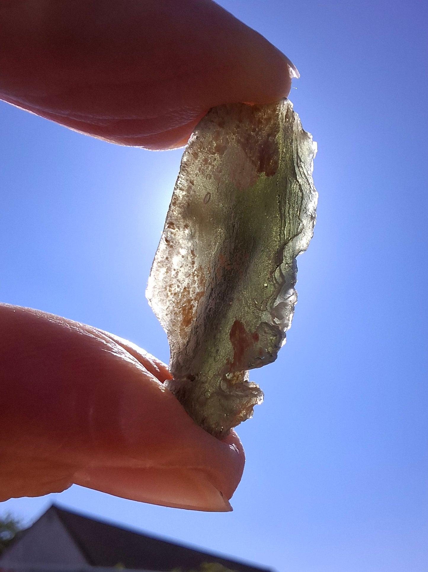 Moldavite Piece, SNOWFLAKE, FROSTED, BARTOCHOV, 3.47g, Tektite (Ref: 1368)
