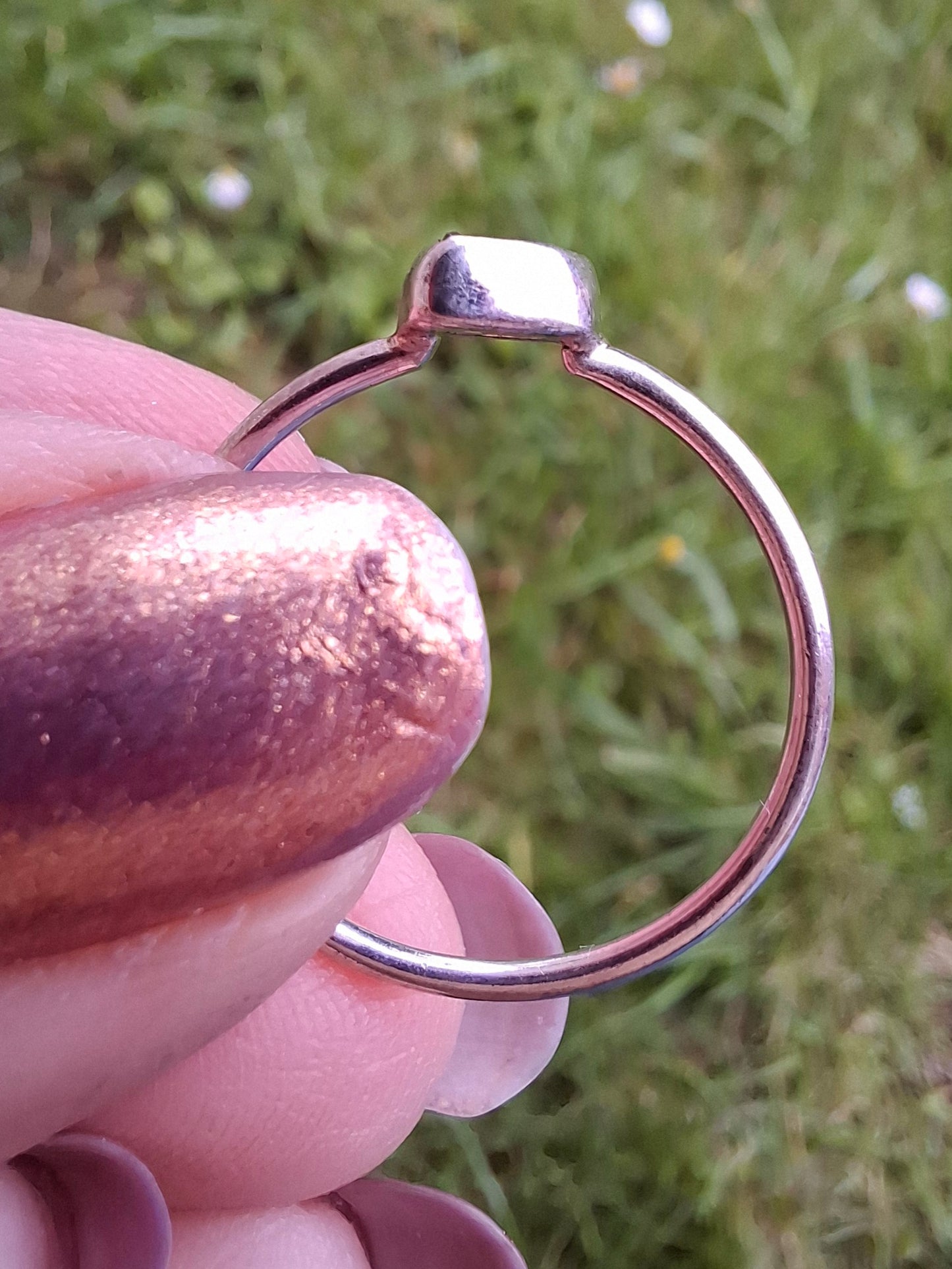 Moldavite Ring, size small S, 925 Silver, Tektite (Ref: R68)