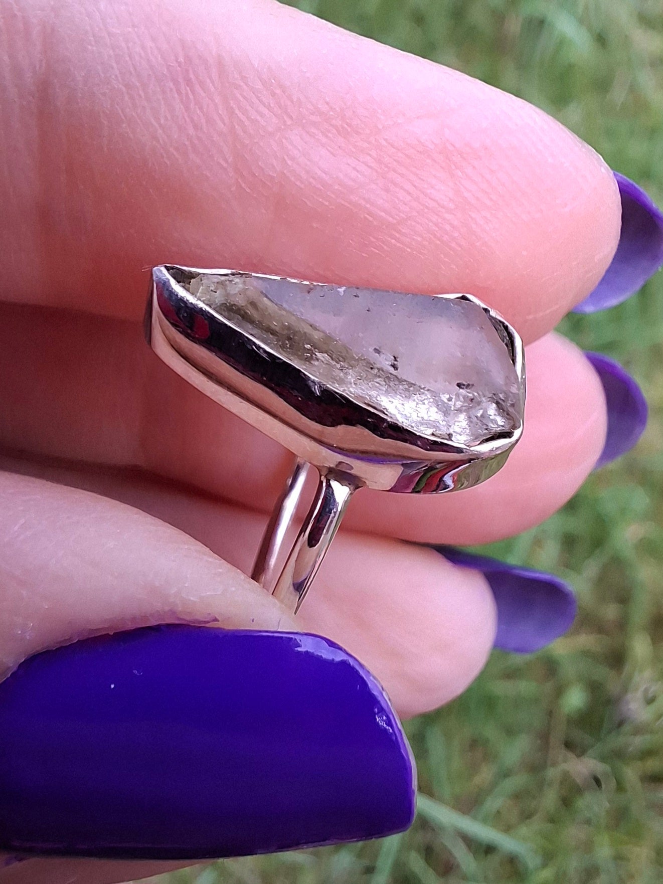 Libyan Desert Glass Ring, size large G, 925 Silver, Tektite (Ref: LR1)