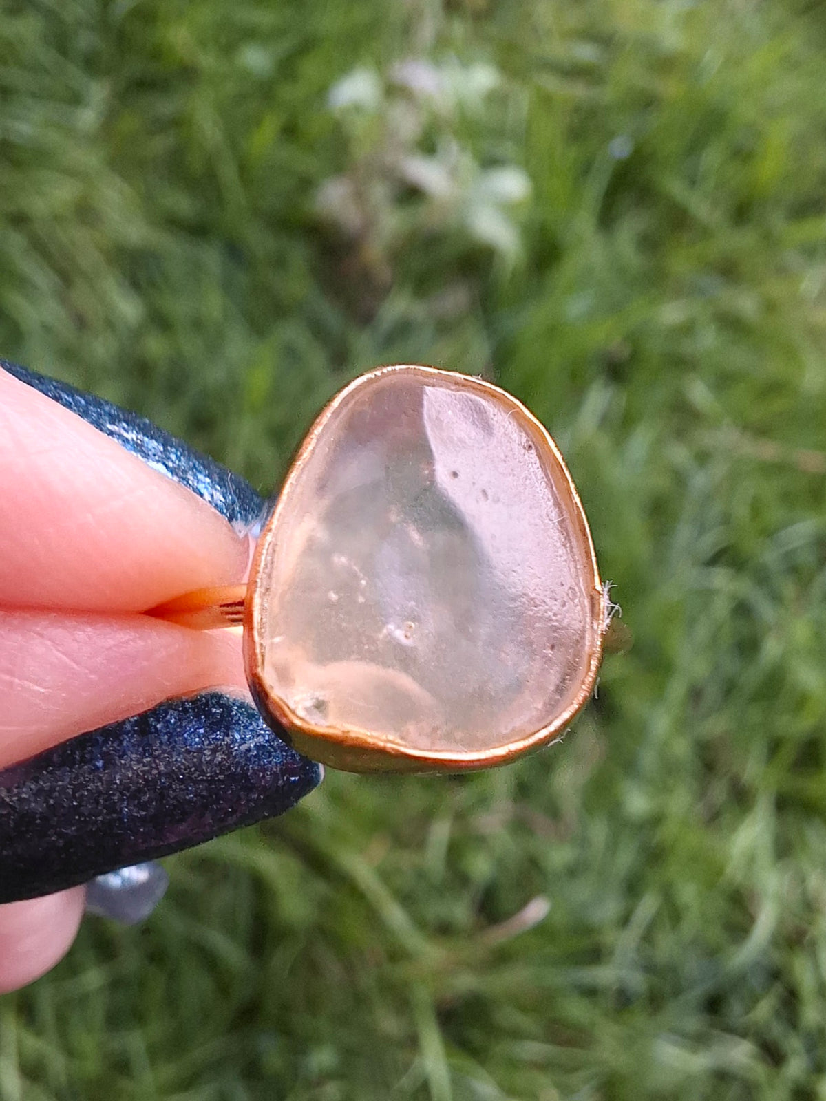 Libyan Desert Glass Ring, 14K GOLD Plated, size large Q, Tektite (Ref: LR80)