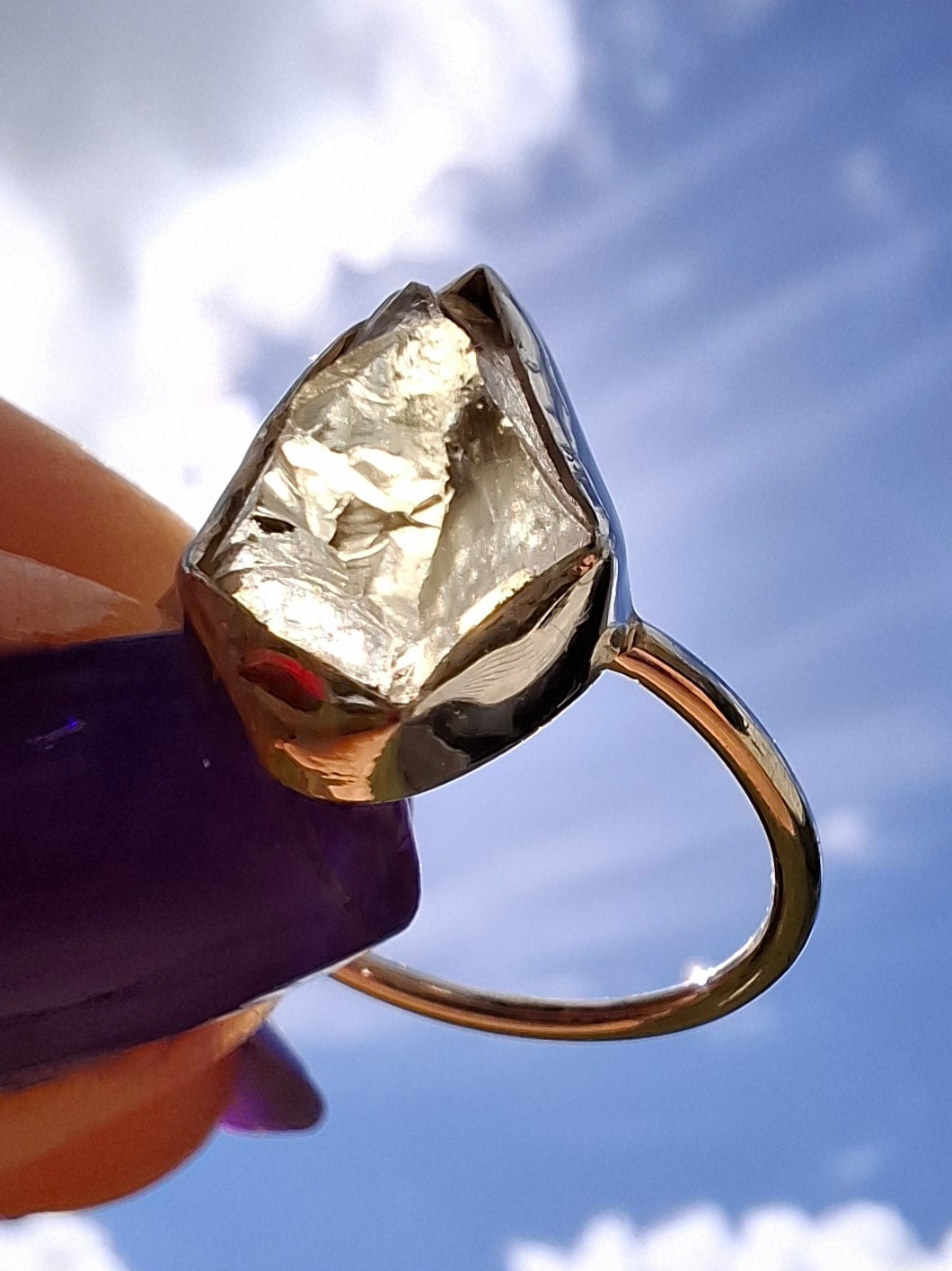 Libyan Desert Glass Ring, size Large O, 925 Silver, Tektite (Ref: LR21)