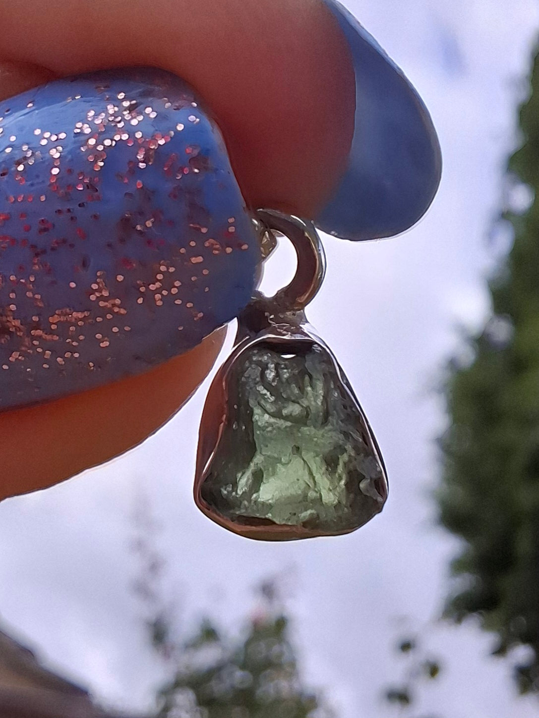 Moldavite Pendant, 925 Silver, Tektite (Ref: P66)
