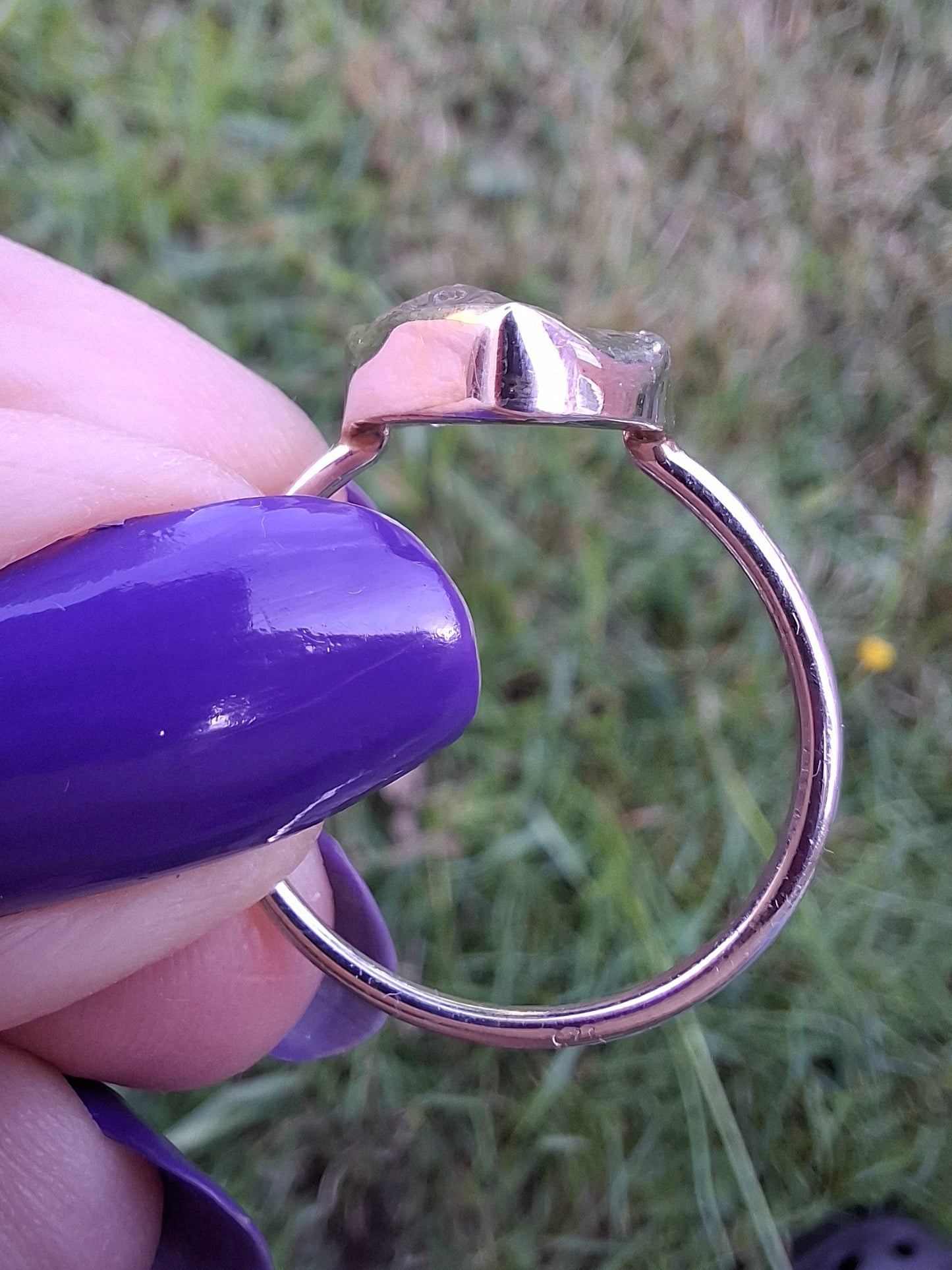 Libyan Desert Glass Ring, size T, 925 silver, Tektite (Ref: LR49)