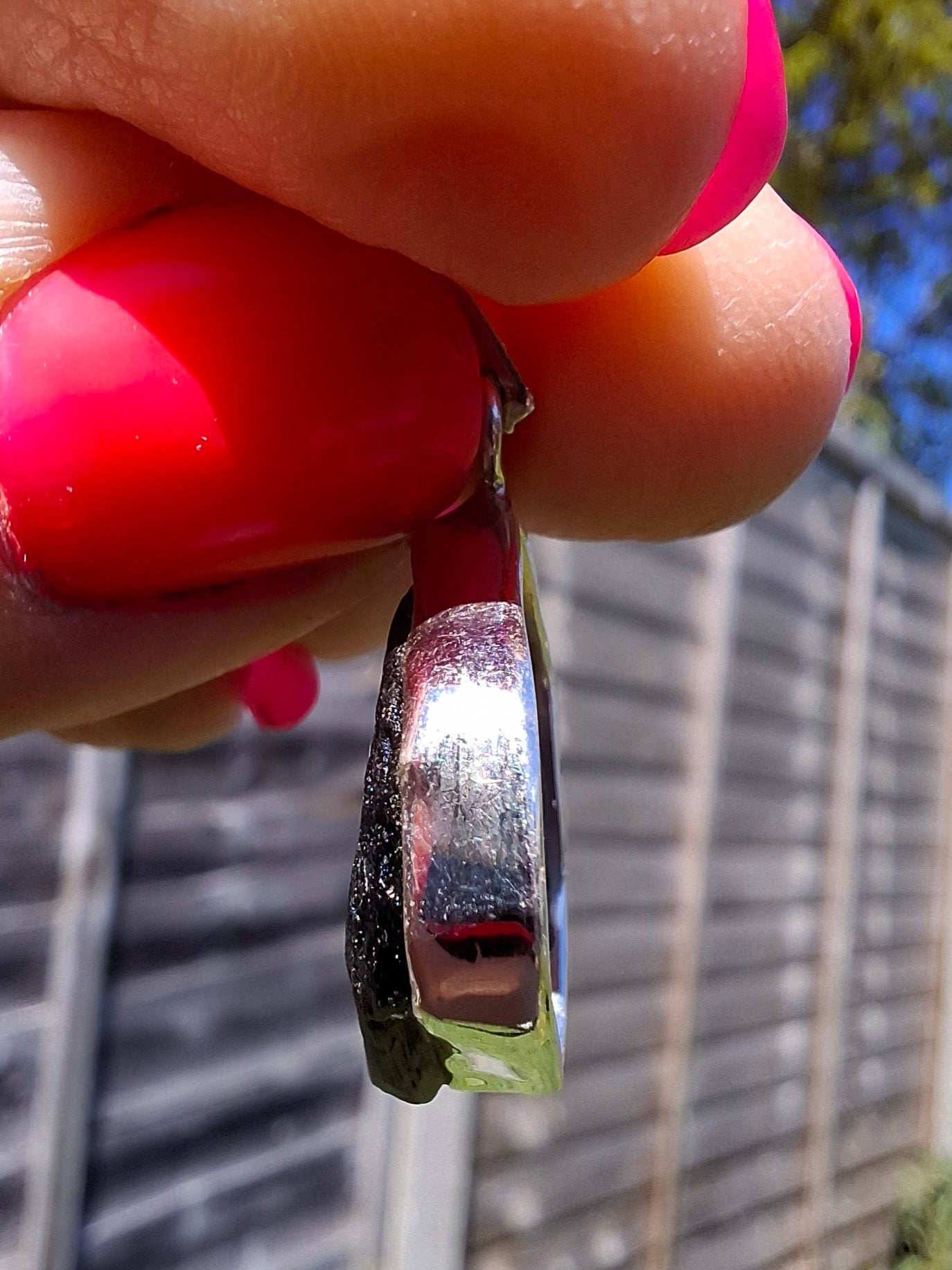 Moldavite Pendant, 925 Silver, Tektite (Ref: P436)