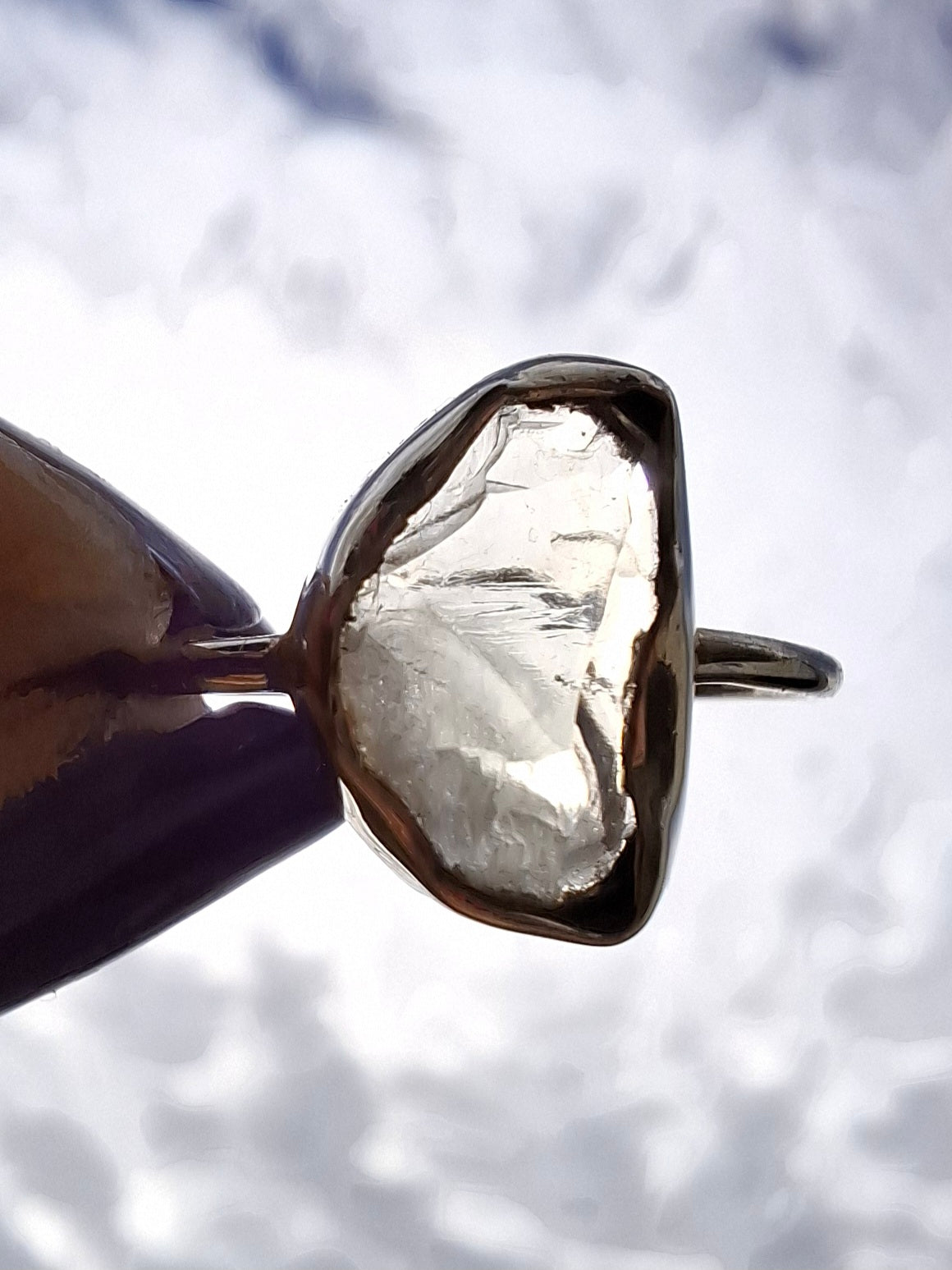 Libyan Desert Glass Ring, size large W, 925 Silver, Tektite (Ref: LR63)