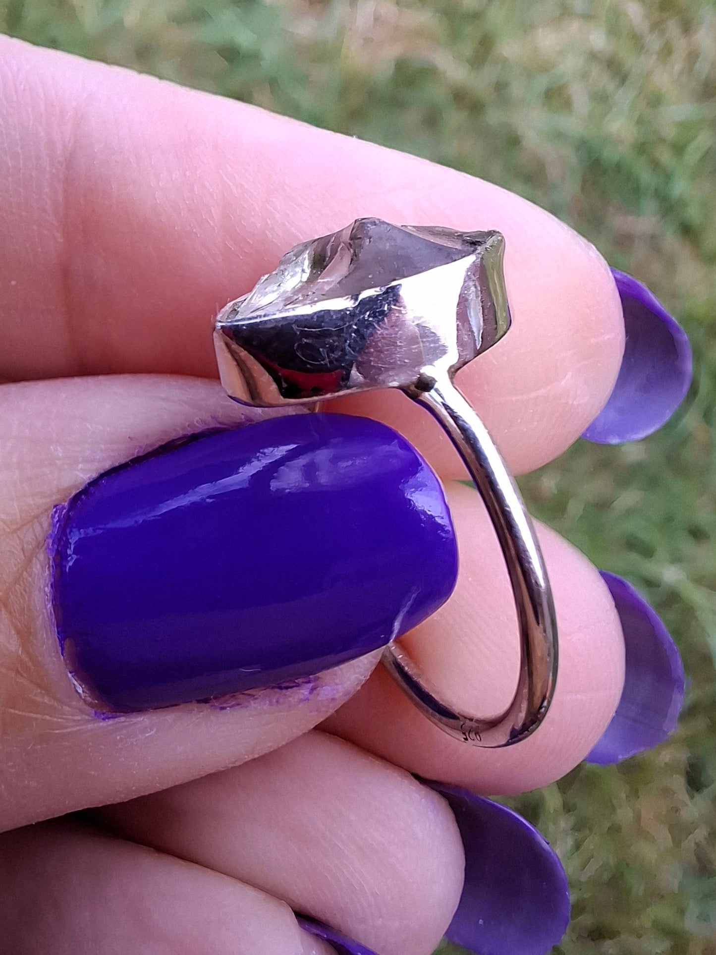 Libyan Desert Glass Ring, size J, 925 Silver, Tektite (Ref: LR6)