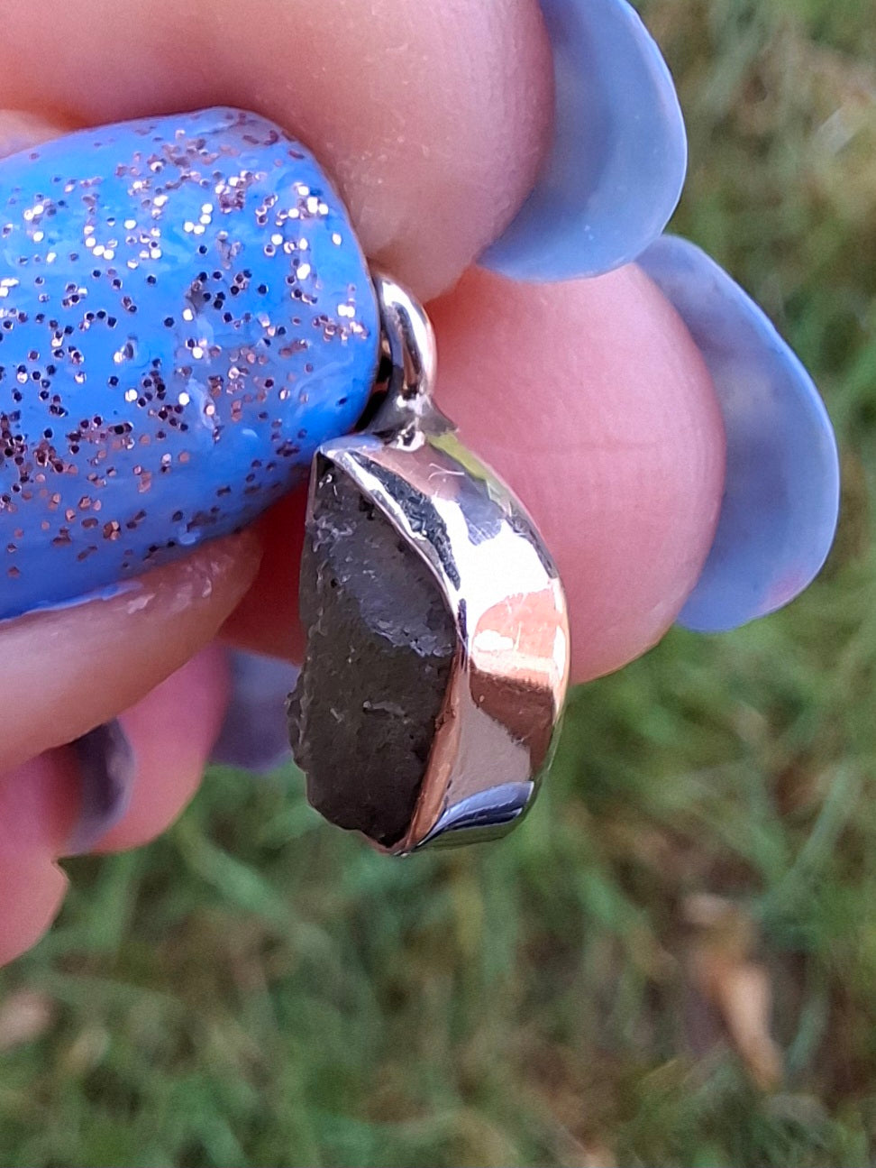 Moldavite Pendant, 925 Silver, Tektite (Ref: P60)
