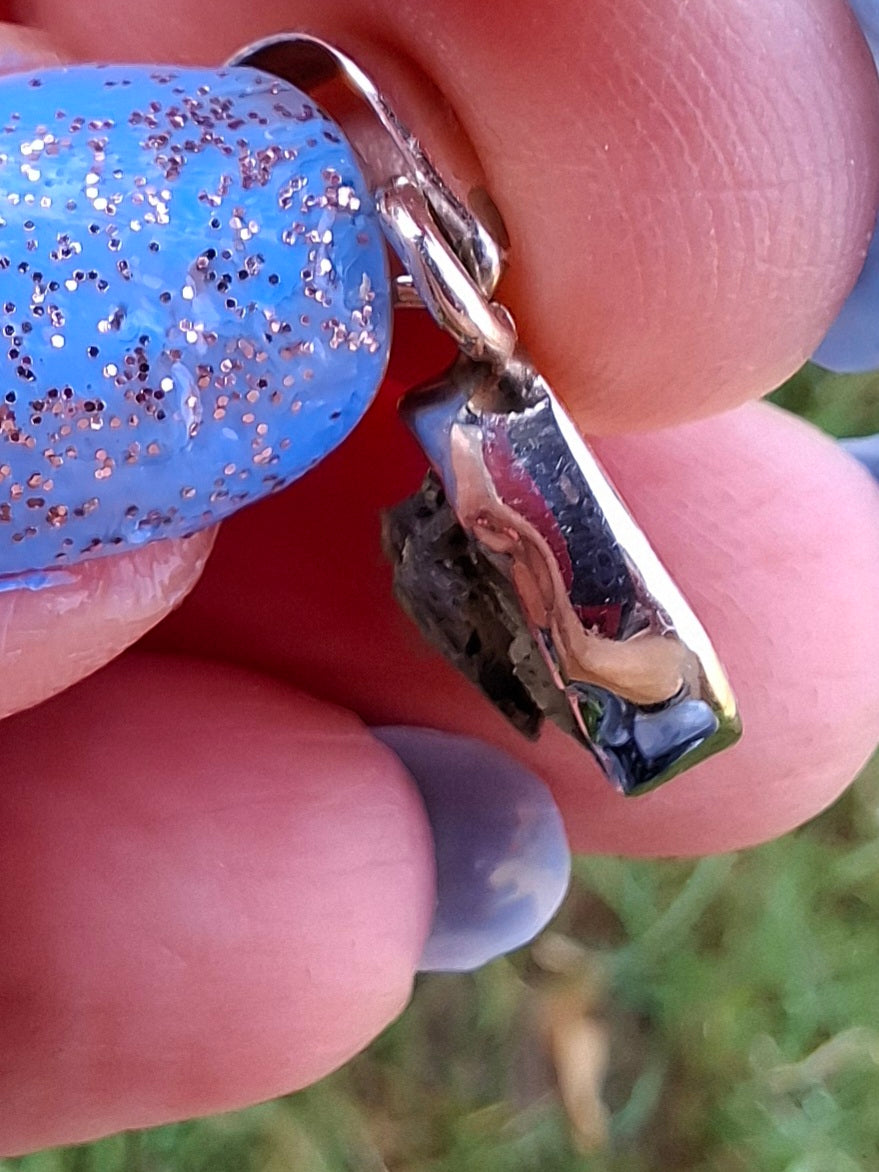 Moldavite Pendant, 925 Silver, Tektite (Ref: P47)