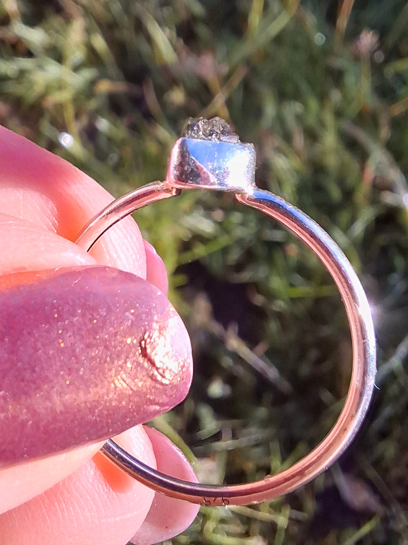 Moldavite Ring, size large R/small S, 925 Silver, Tektite (Ref: R53)