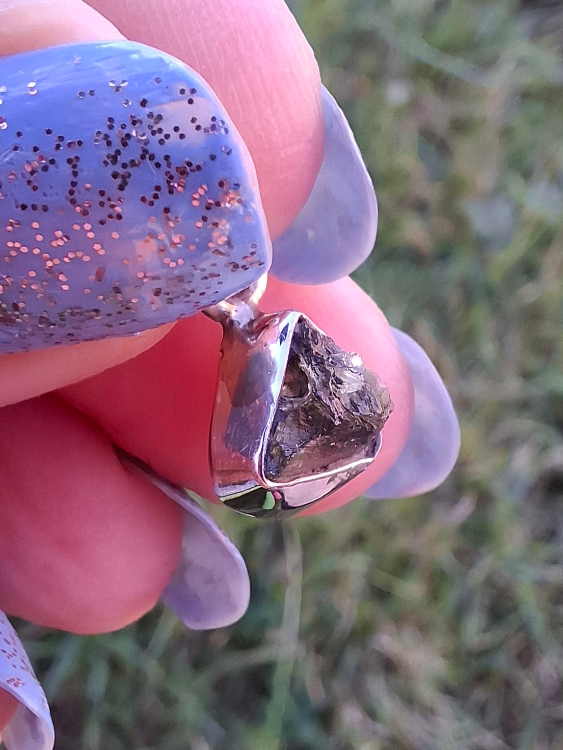 Moldavite Pendant, 925 Silver, Tektite (Ref: P83)